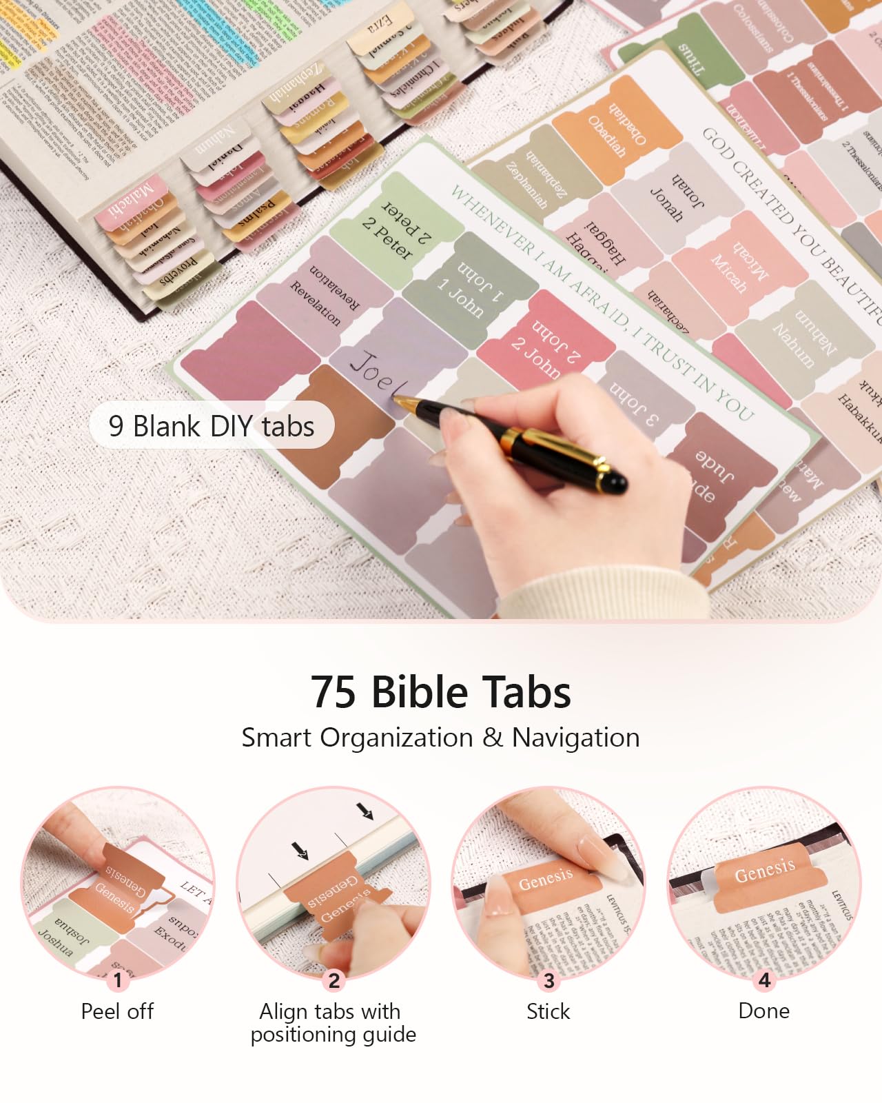 Bellahold Okładka Biblii z zestawem do dziennika Biblii, zakładkami biblijnymi i okładką na Biblię, etui dla kobiet, zakreślacze biblijne i długopisy bez przebarwień, materiały do nauki Biblii