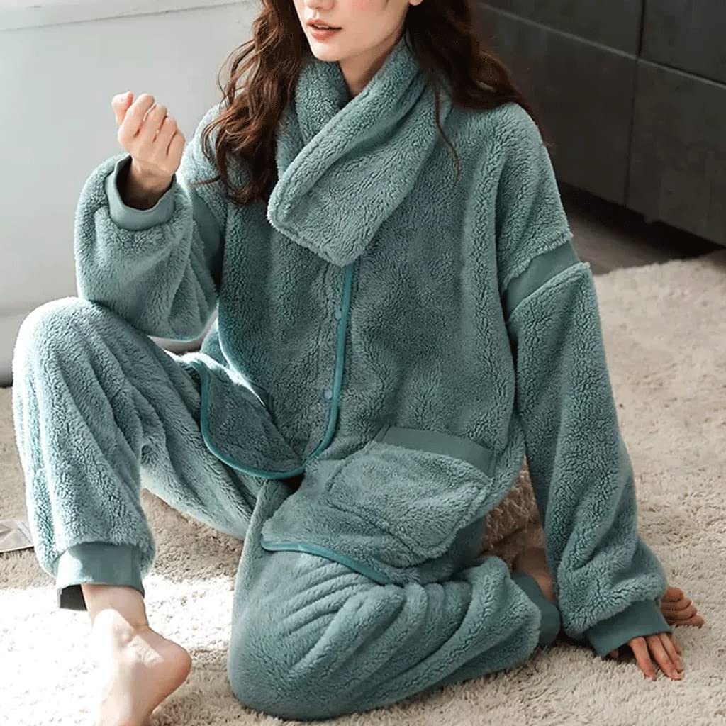 コーラルフリース　パジャマセットアップ　冬　レディース　ルームウェア Amazon.co.jp: N/A コーラルフリースパジャマ女性の秋と冬の