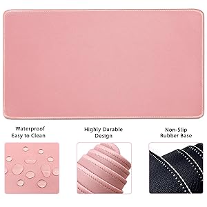 4-in-1 Large Gaming Mouse Pad, Keyboard Wrist Rest Pad & Wrist Support Mousepad Set, Extended Desk Pad Waterproof Desk Mat for Home Office Study Game-Pink