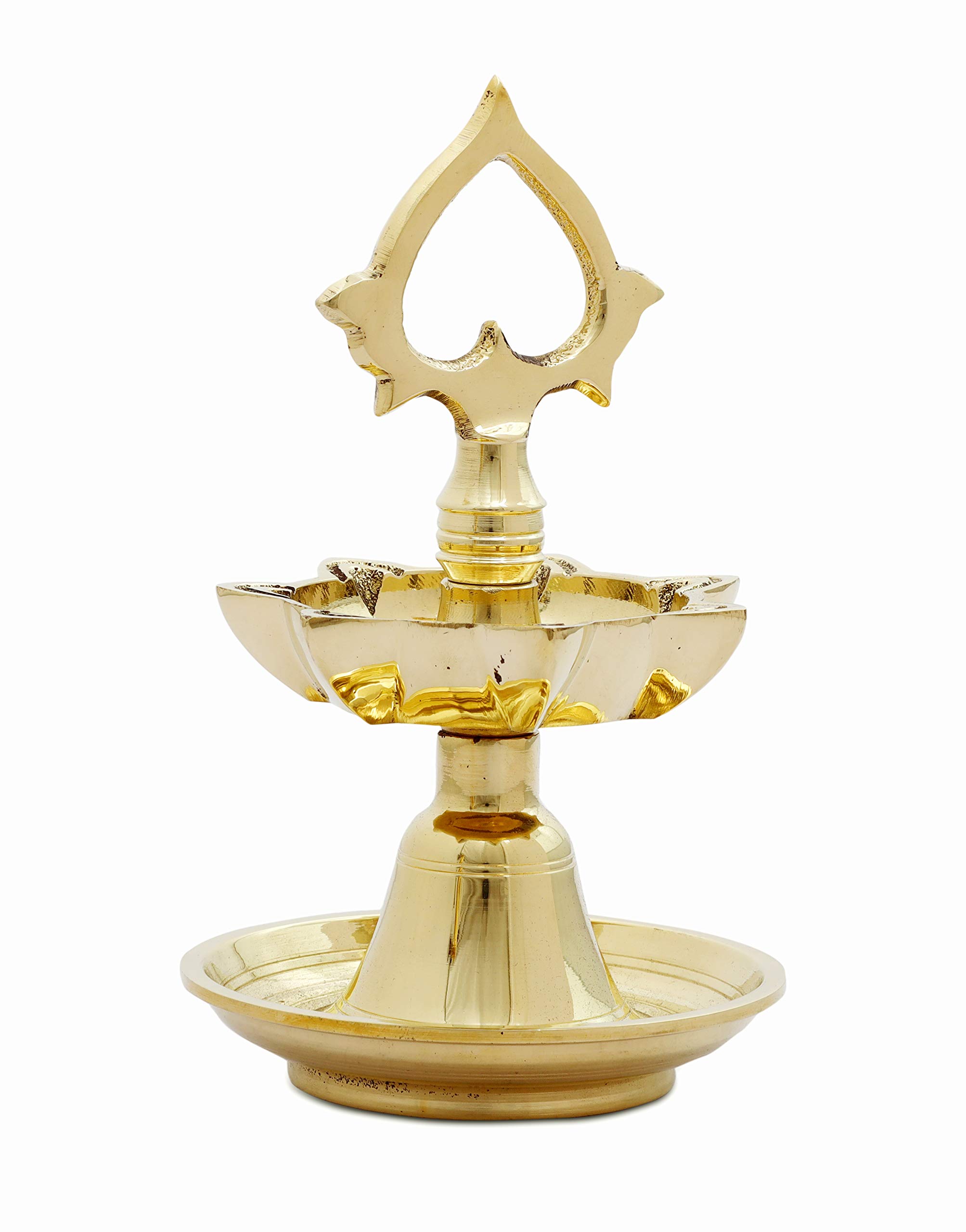 DMI Brass Laman Diva / Laman Diya / Hanging Lamp – 3.5" Oil Lamp for Pooja, Temple, Diwali & Daily Use | 7 Wick Traditional Brass Hanging Diya-image-2