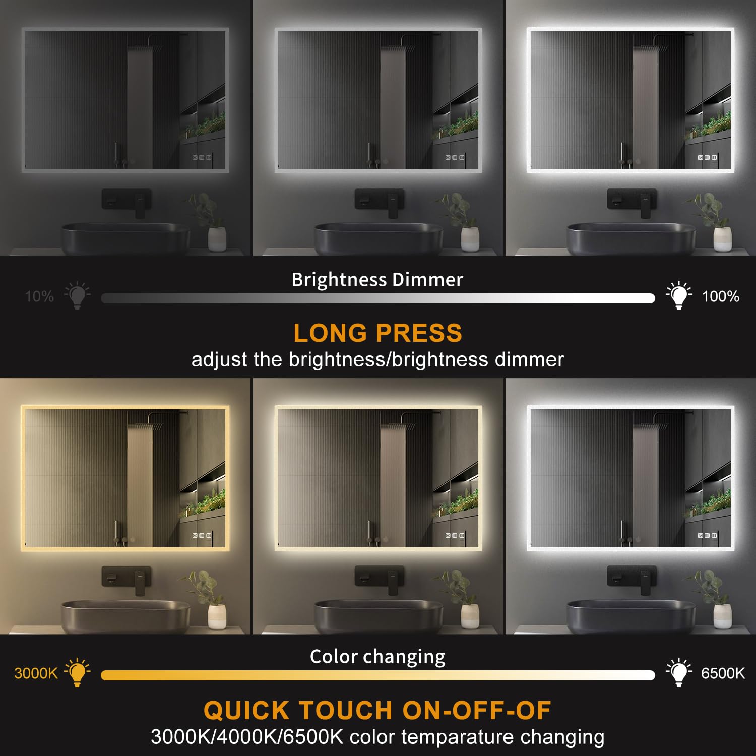 S·BAGNO 40’’x28’’ LedBathroom MirrorforOverSink, SmartBathroom