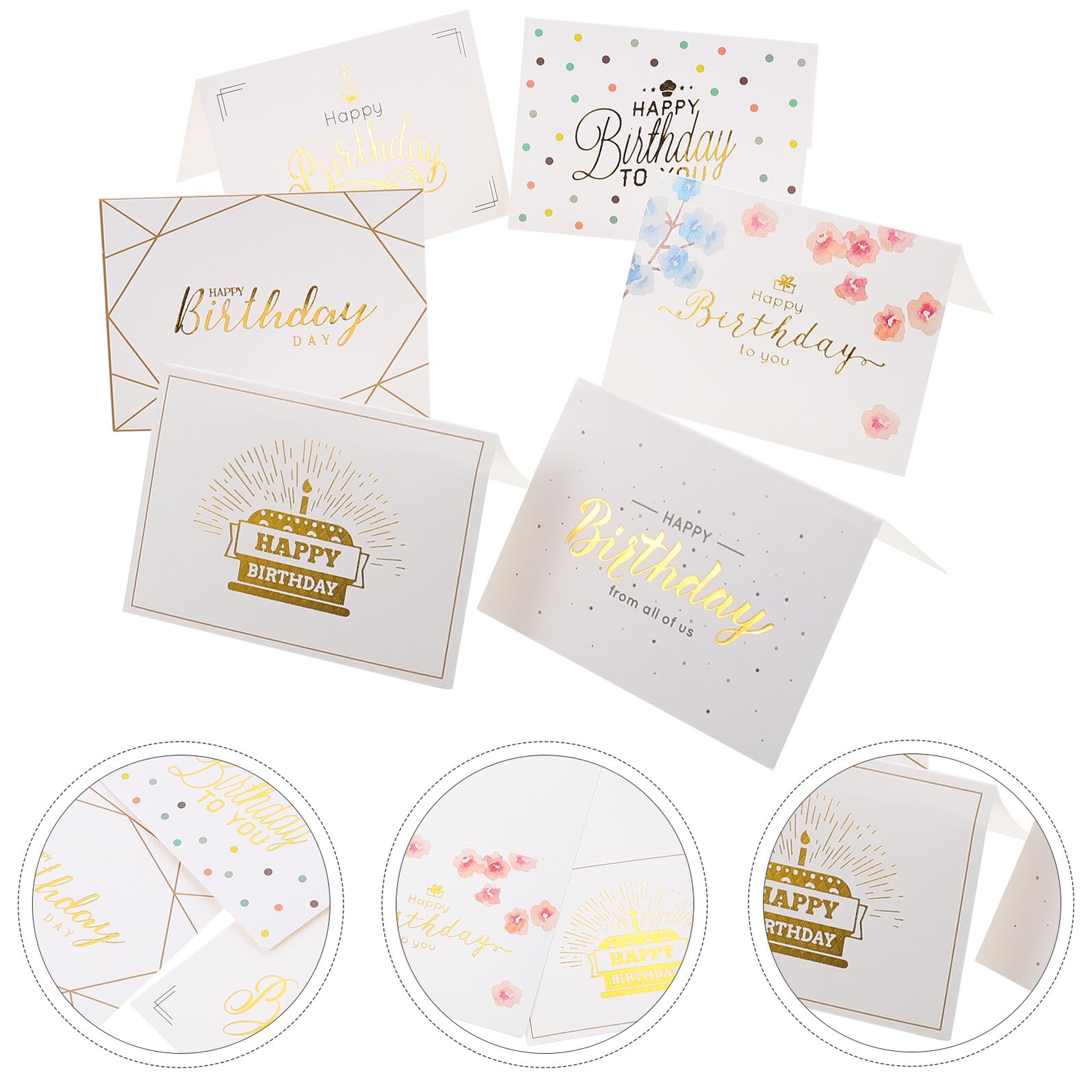 COHEALI 240 Pezzi 60 Pezzi Biglietti di Auguri di Compleanno Pieghevoli Motivi Raffinati, Carta di Buona Qualità, Assortimento per Feste di Compleanno, Regali e Ringraziamenti per Amici e