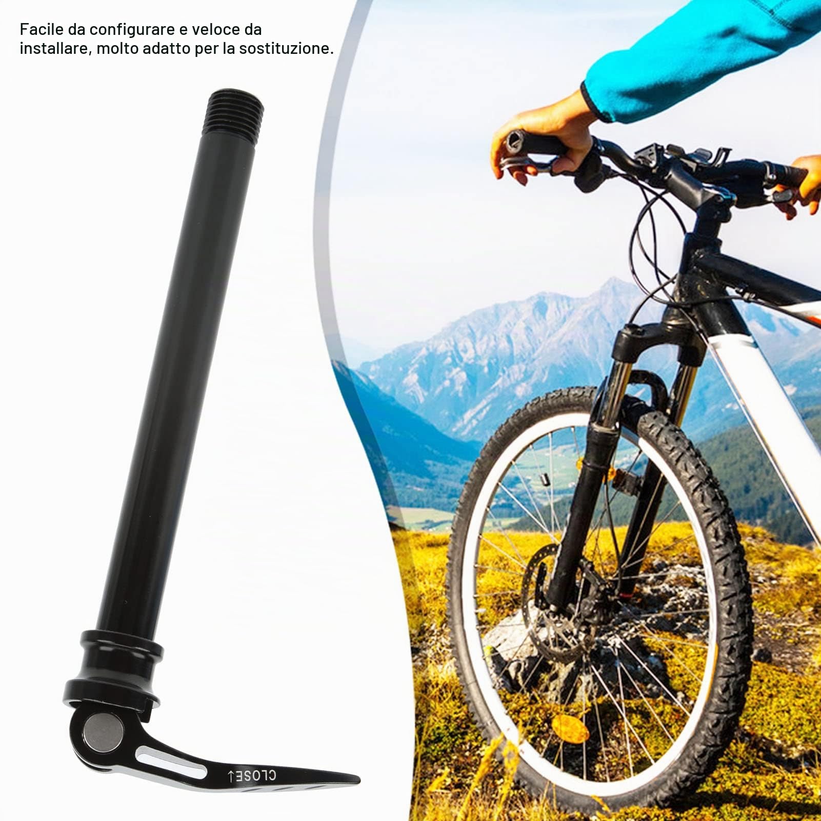 Perni Perno Passante a sgancio rapido per Bici, Perno Passante a sgancio rapido per Installazione Rapida ad Alta Resistenza per Leva dell'albero della Forcella Anteriore con ingranaggio