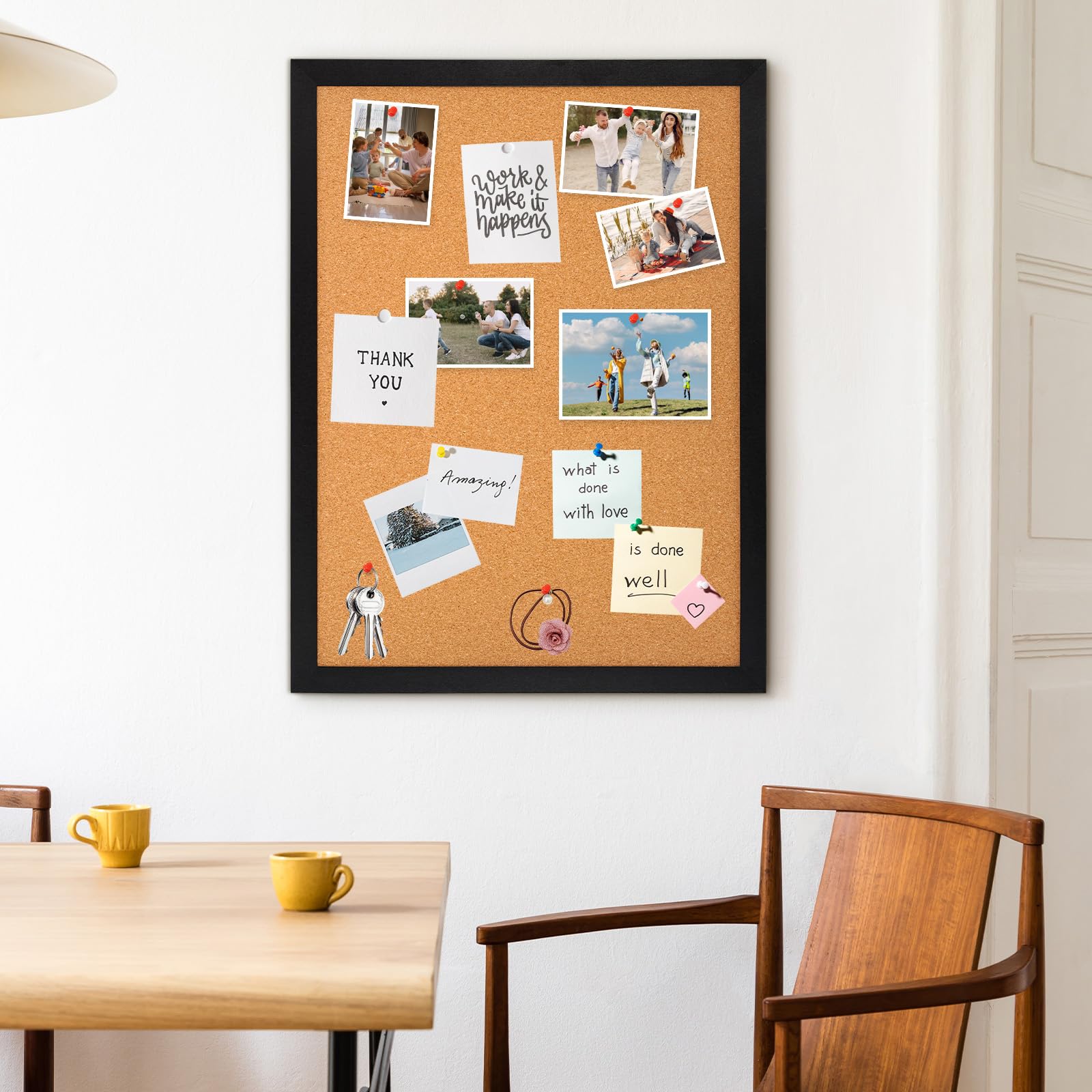 Dollar Boss Korktafel für die Wand, 91,4 x 61 cm, Pinnwand für die Wand mit schwarzem Holzrahmen, Bildanzeige, Pinnwand, breite Sichttafel für Büro, Zuhause, Schule, Zimmer, dekoratives Aufhängen, 10