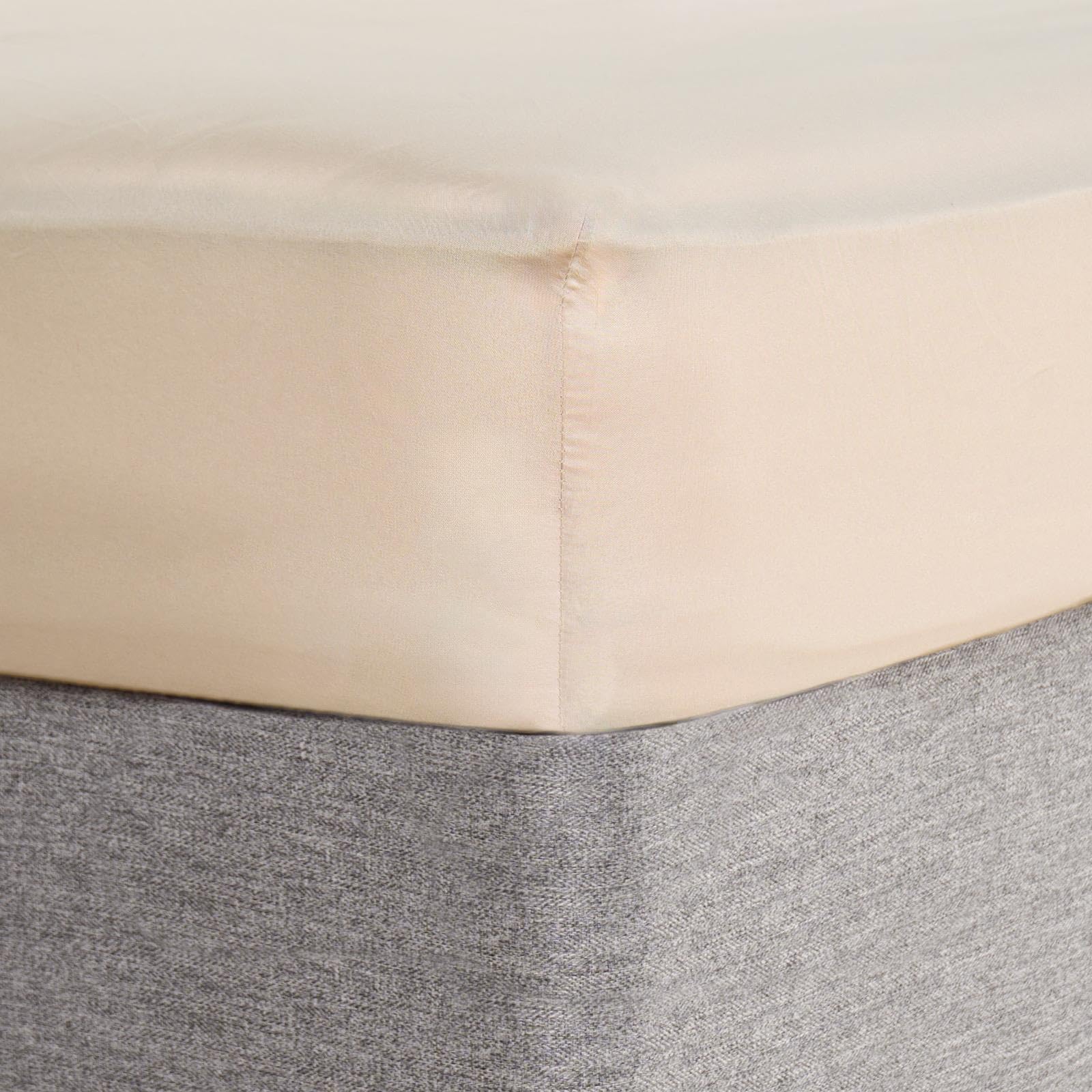 Brentfords Natural Ohs Bedding Fitted Bed Sheets Double, Easy Care Soft Microfibre Fabric Deep Pocket 25Cm Double Bed Sheet Shrinkage And Fade Resistant Bottom Sheet, - 137 X 190Cm