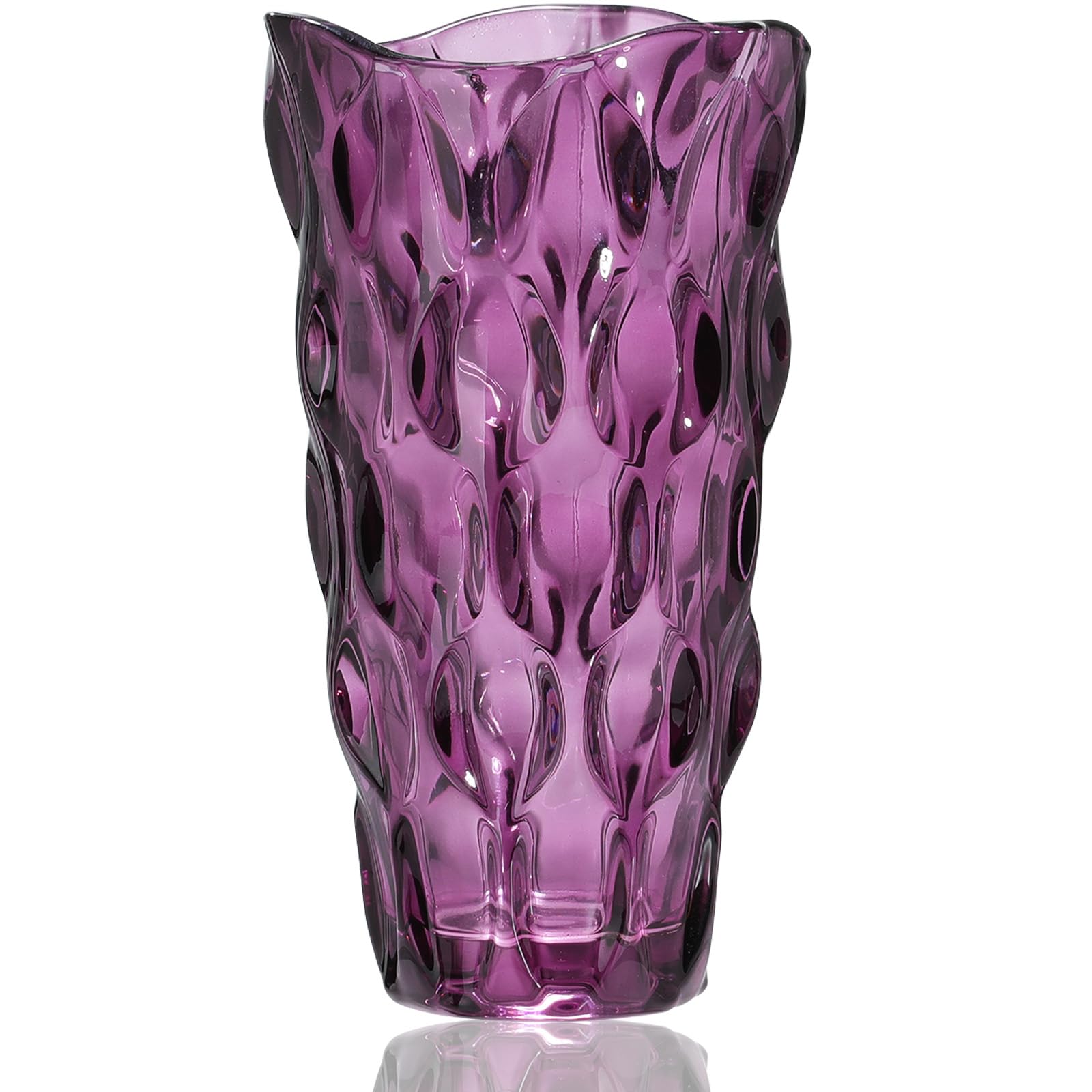 CEMABT 9.5inch 3.4 lb Glass Vases for Flowers Unbreakable Thickened Morden vase for Tables Centerpieces,Colorful,Vintage and Clear Rose Large Flower vases for Bouquet Unique Gifts(Purple)