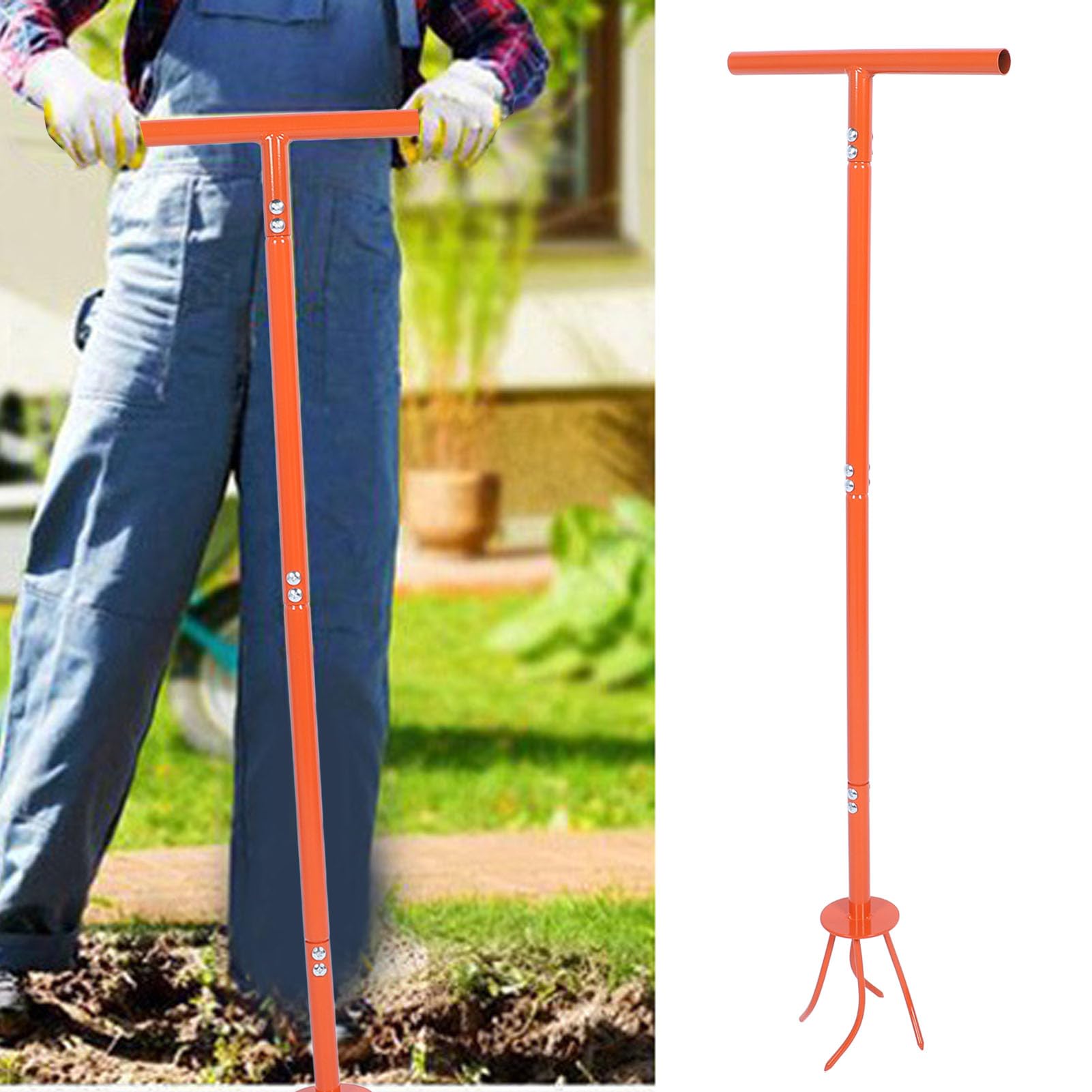 Coltivatore ad artiglio da giardino a rotazione manuale in acciaio inossidabile, arancione, ideale per il giardinaggio di aiuole e ortaggi