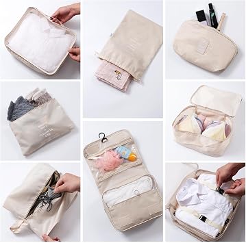 packing cubes for suitcases 9 PCS Packing Cubes compression(Beige)