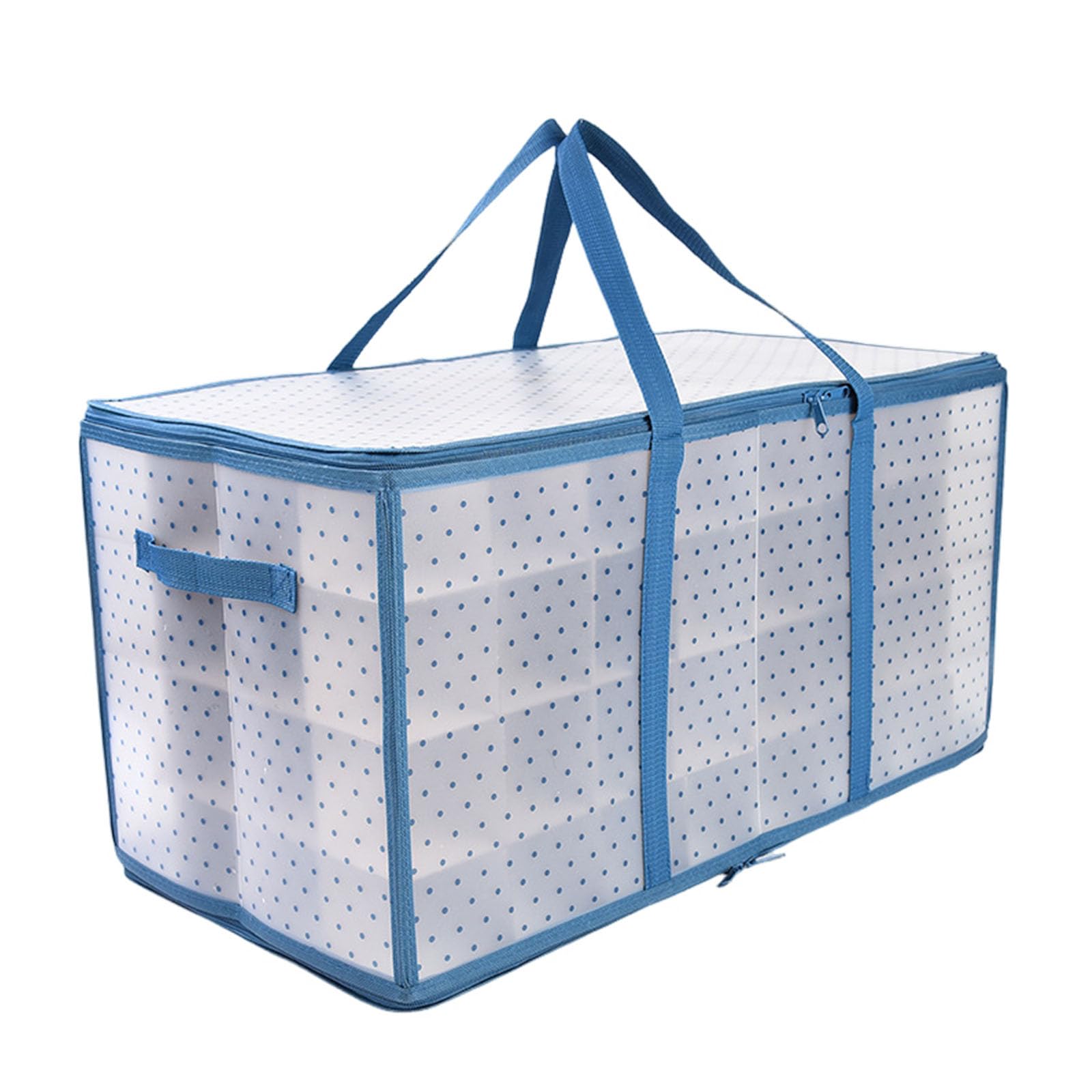 Weihnachtskugeln Aufbewahrung, Aufbewahrungsbox für Weihnachtskugeln mit Deckel, 128 Fächer je 8 cm, 8 Tabletts, Doppelreißverschluss, für Aufbewahrung (Blau,61x31x31cm)