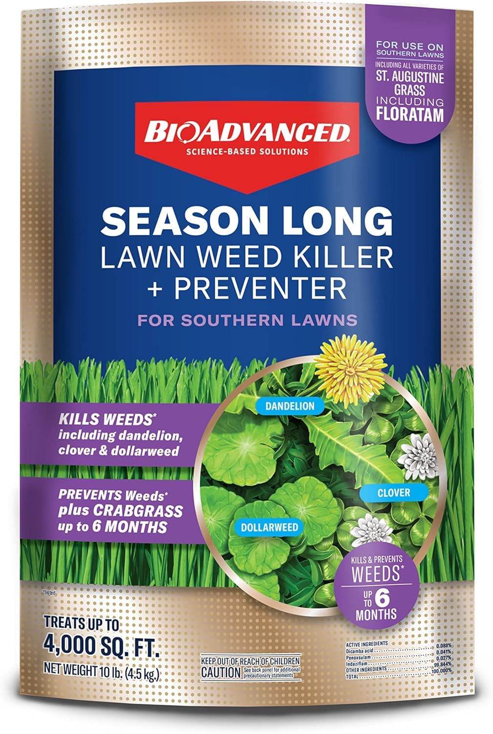 BioAdvanced Season Long Lawn Weed Killer + Preventer for Southern Lawns Granules