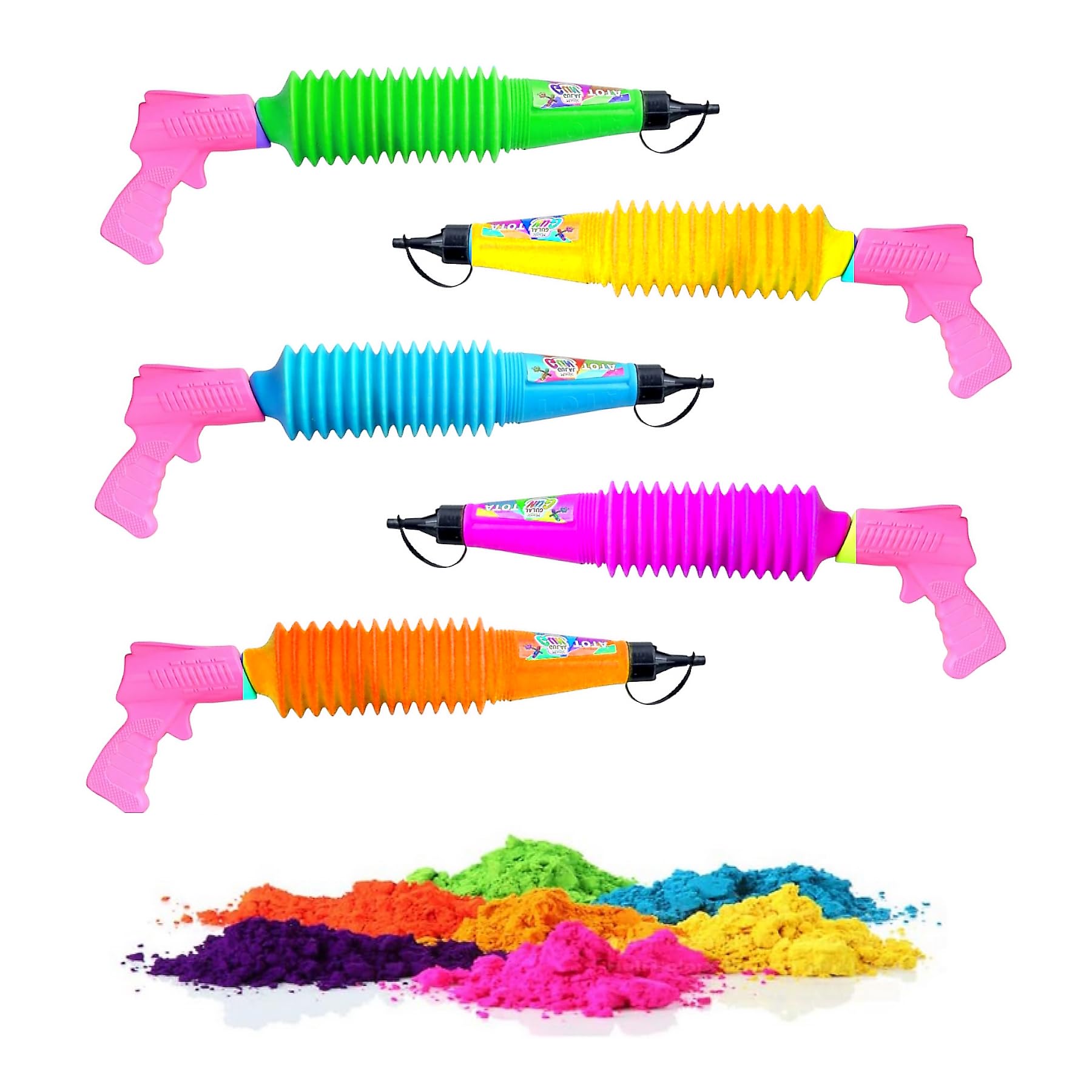 h2i Holi Powder Shooter kleurpoeder voor kanonnen, feestplezier, met gemengde kleuren, 60 g, 5 stuks