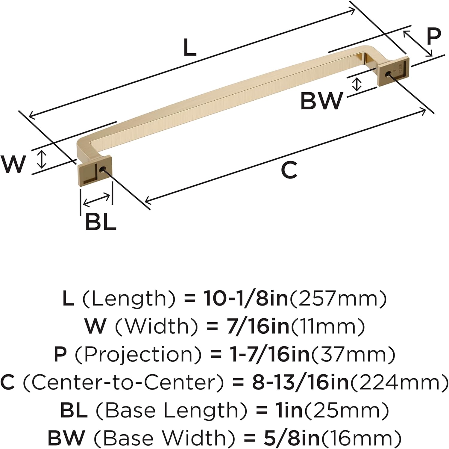 Amerock Westerly 8-13/16 inch (224mm) Center-to-Center Golden Champagne Cabinet Pull, BP53724BBZ