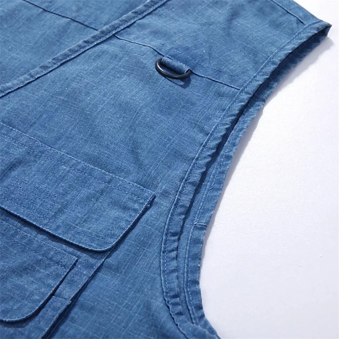 Chaleco clásico con múltiples bolsillos para hombre, chaqueta de fotógrafo sin mangas con muchos bolsillos