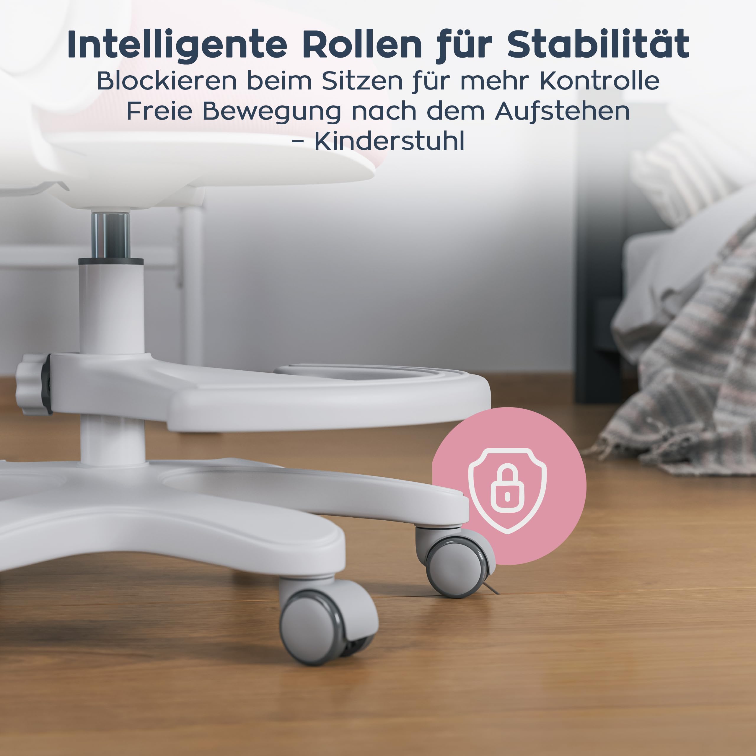 MARK ADLER Junior 4.3 Kinder Bürostuhl – Ergonomischer Kinderdrehstuhl | Mitwachsender Kinderstuhl 90–150 cm – Verstellbare Rückenlehne – Mit Fußstütze – Klappbare Armlehnen 0–90° - Rosa