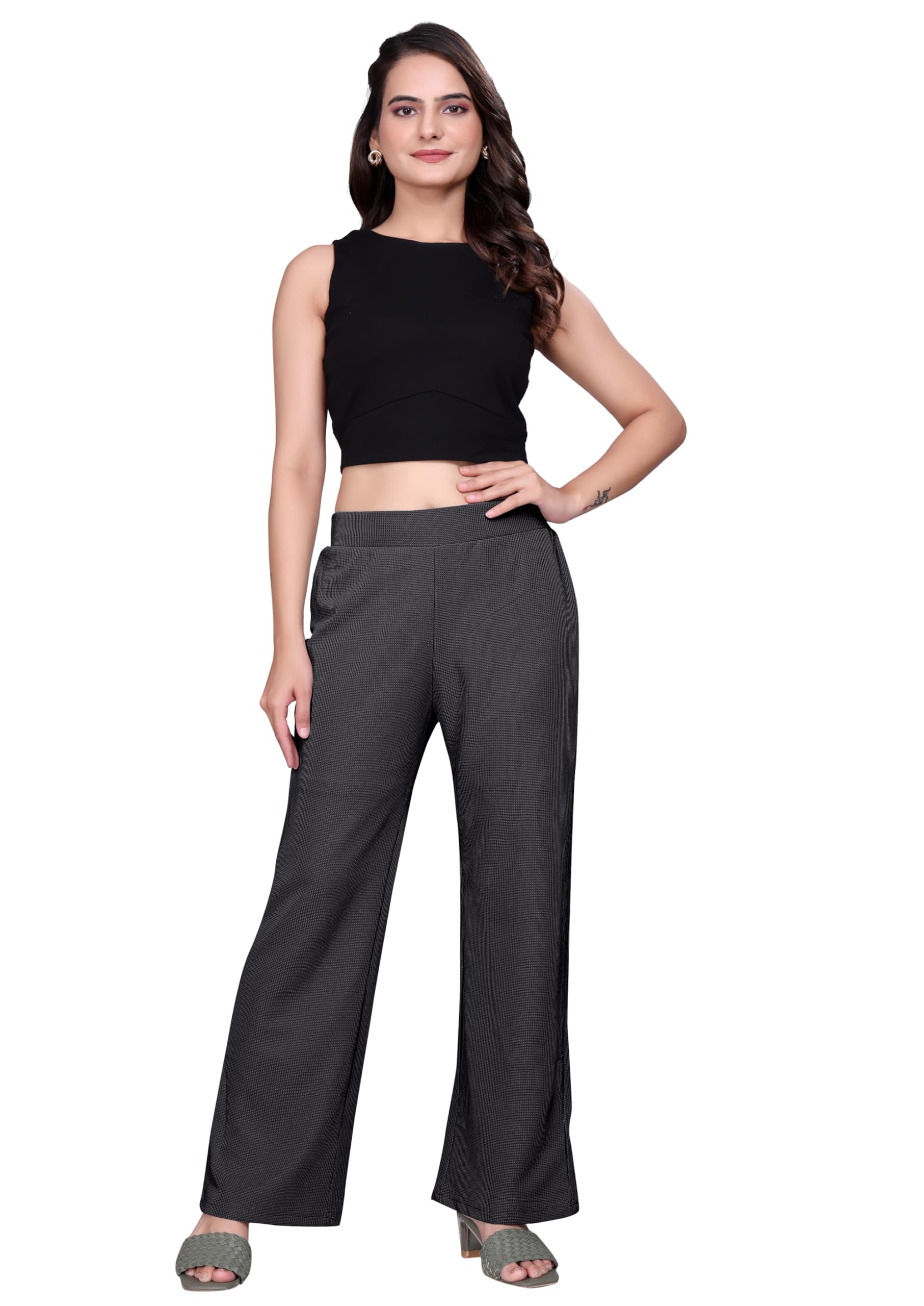 sora Women Waffle Knit Wide Leg Stretch Pants | Soft Relaxed Fit Lounge Trousers for Travel, Yoga & Daily Comfort-picture-48