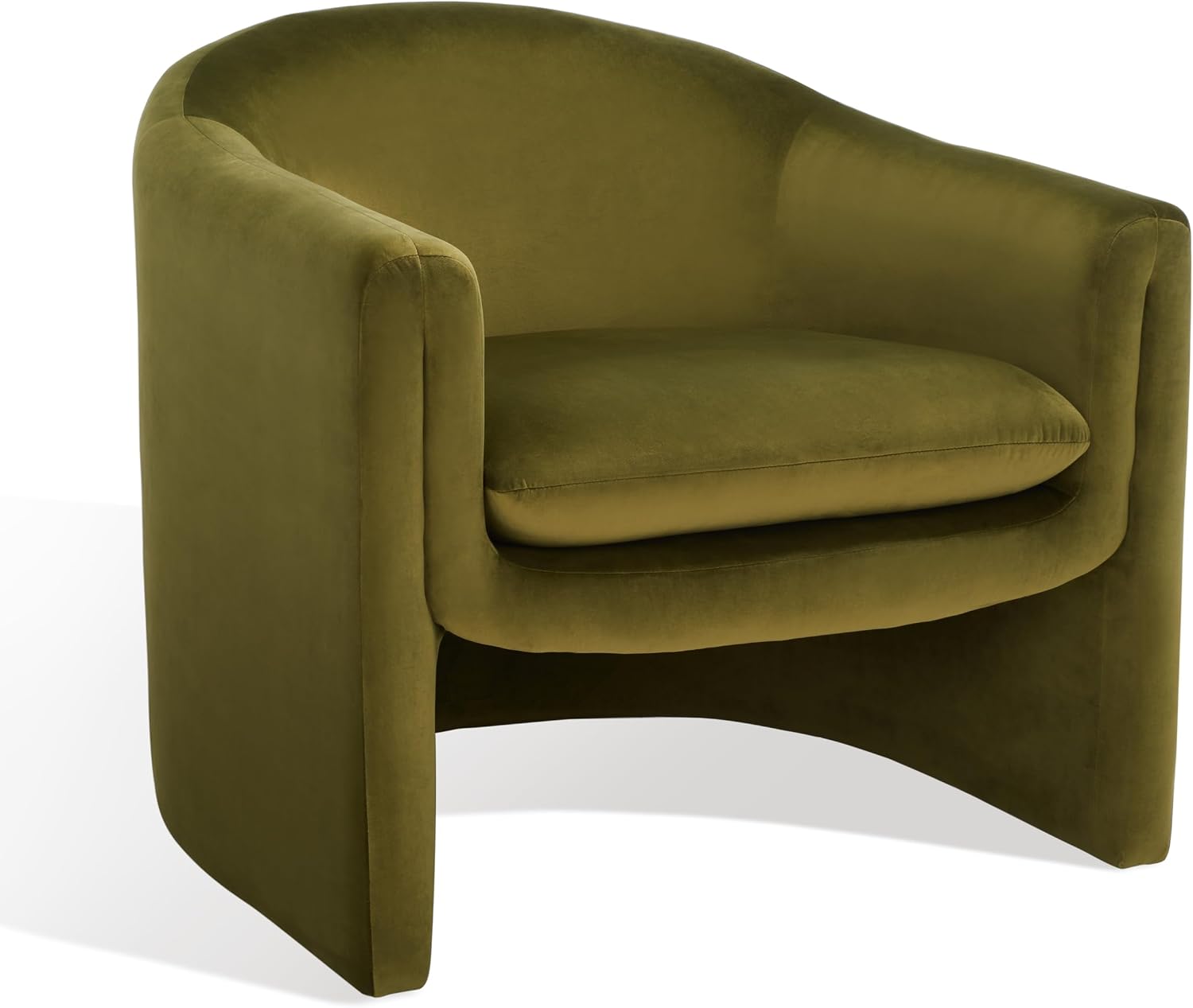 Accent Chair - Olive Green, Velvet, Curved