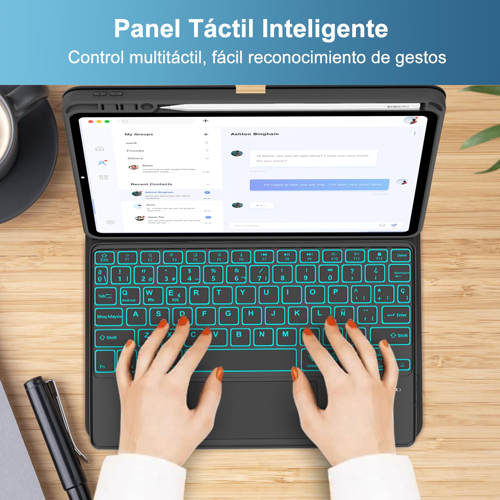 FOGARI Teclado con Touchpad para Xiaomi Pad 8/8 Pro 11.2" 2026 | Español Ñ Teclado Retroiluminado Magnético Desmontable Bluetooth con Trackpad para Tablet Xiaomi Pad 7/8 Pro 11.2", Negro