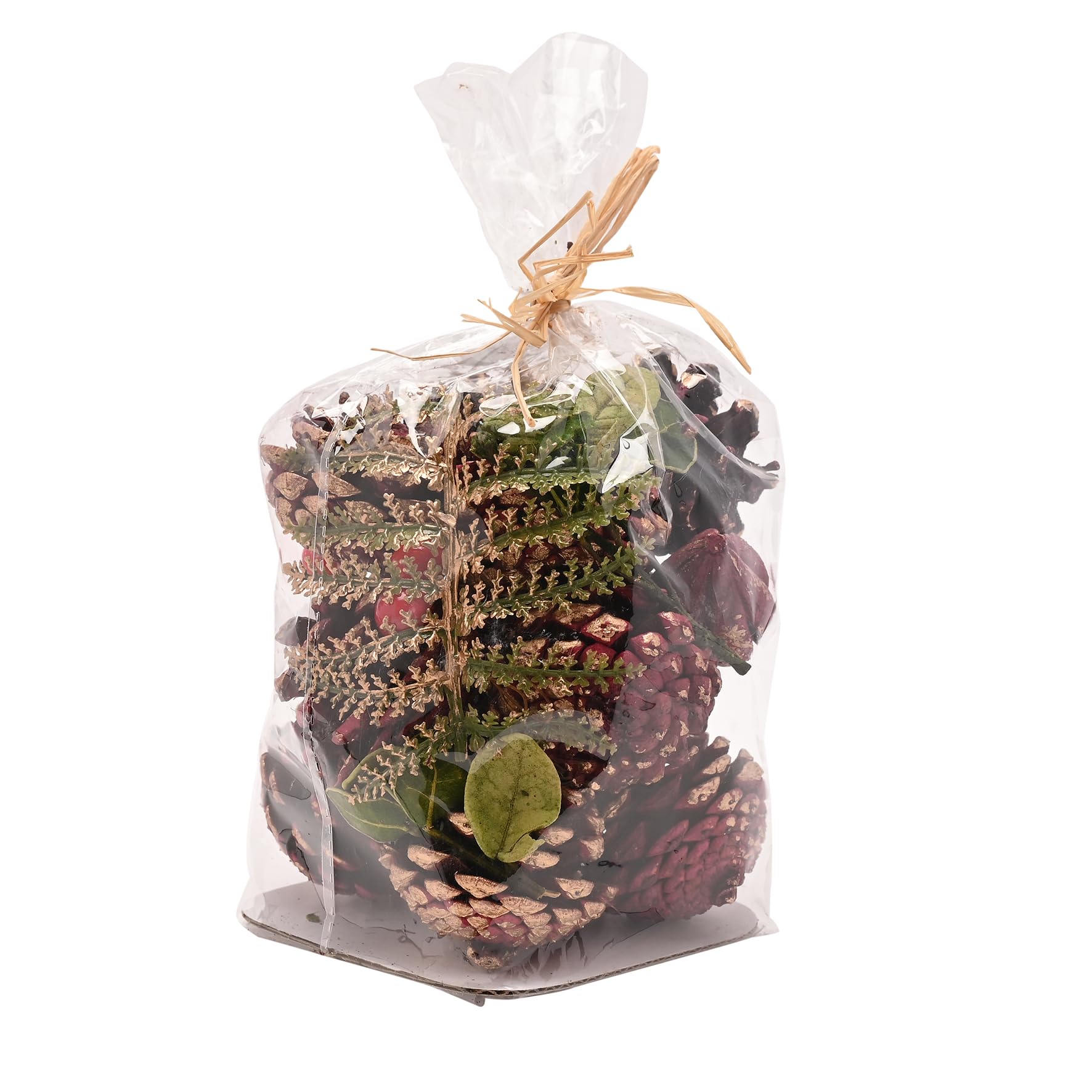 Widdop Regal Tidings Plum & Gold Foliage Bag – Decorative Pine Cones, Faux Leaves & Festive Accents – Elegant Christmas Decoration for Displays & Seasonal Styling