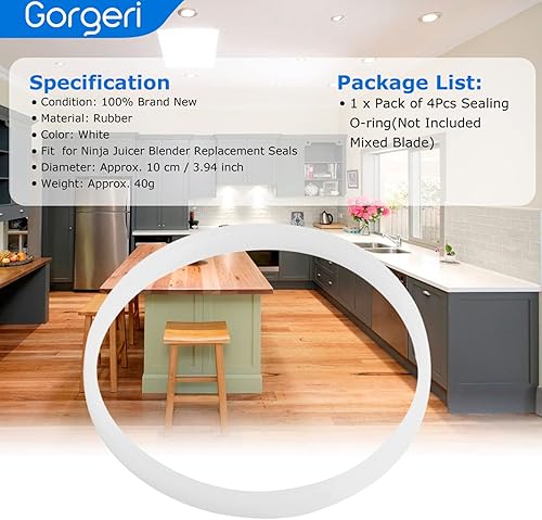 Miniatura 3 de Junta de sellado de goma blanca de 3.9 in para reemplazo de licuadora de exprimidores