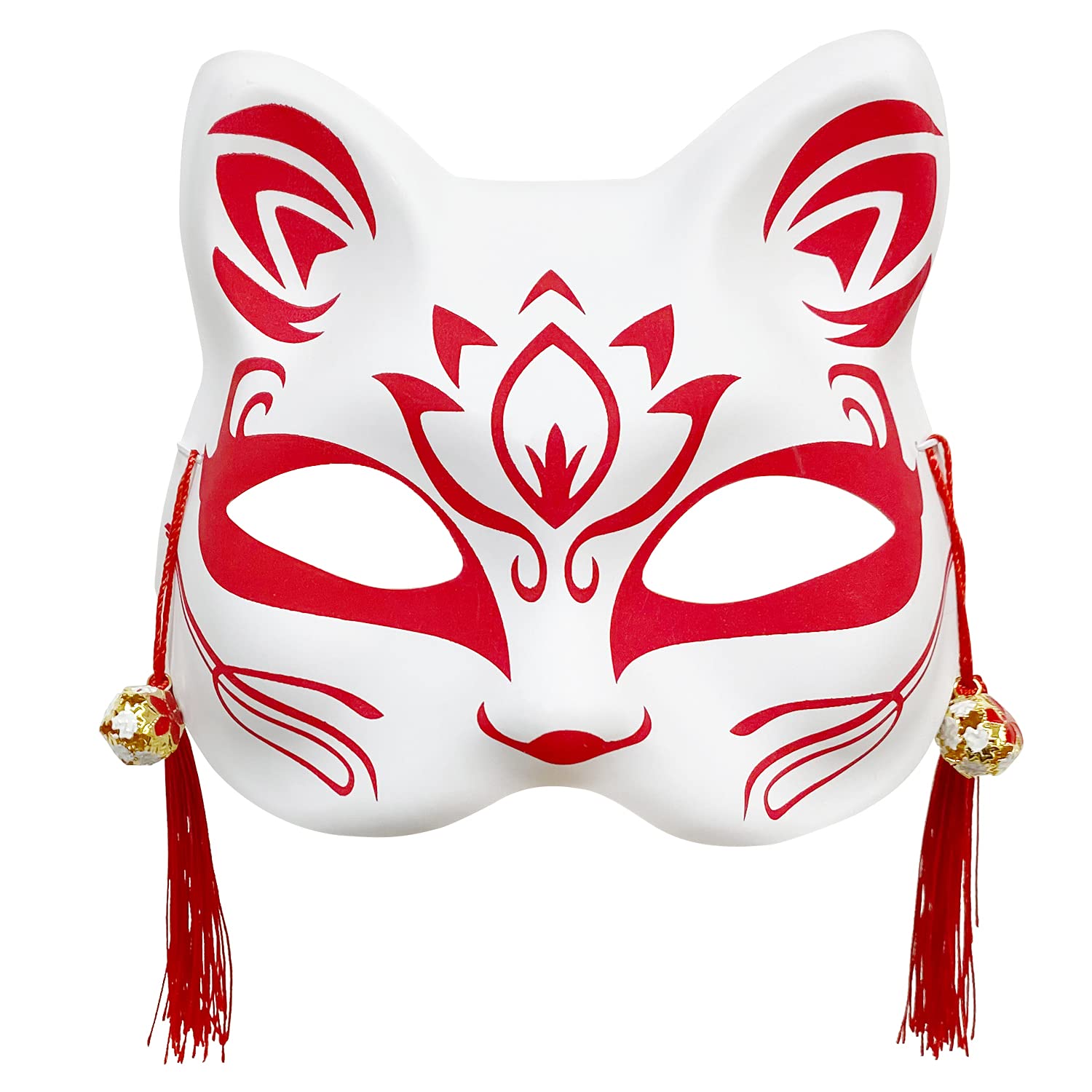 Amazon.co.jp: 狐マスク 民芸お面 狐面 半面 コスプレ お面 猫面 