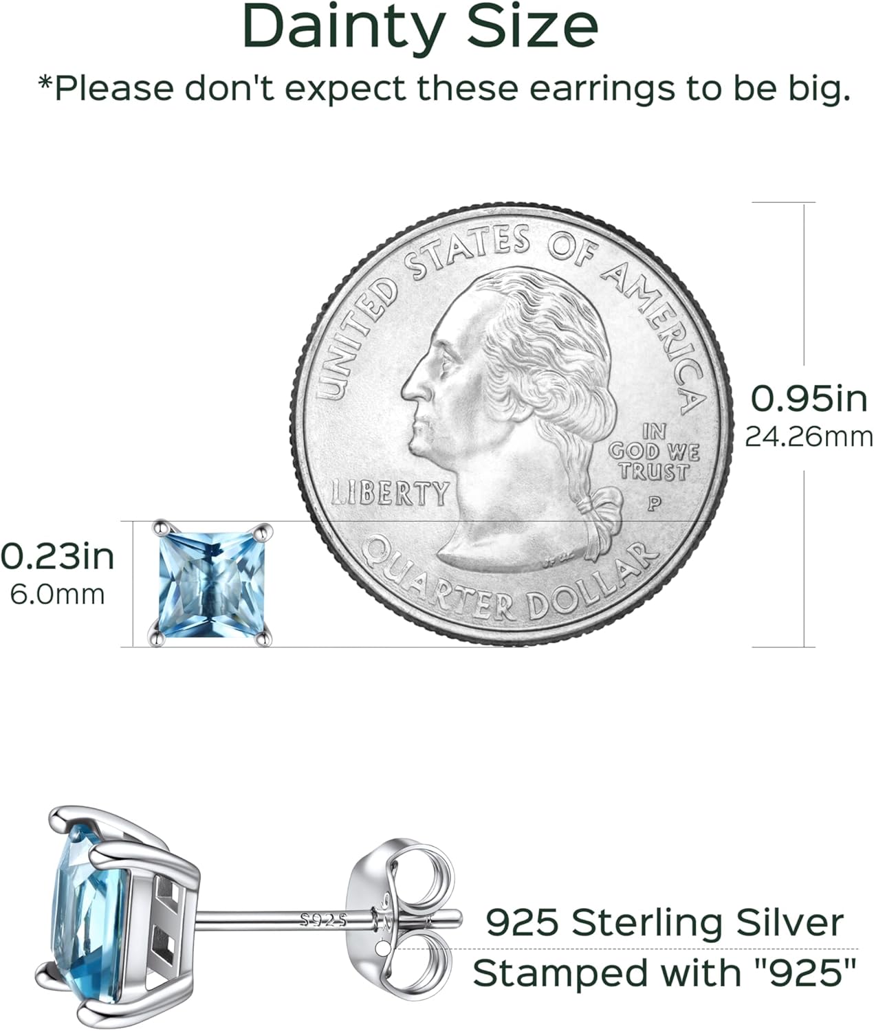 ChicSilver 925 Sterling Silver Earrings Sparkling Heart/Round/Princess Cut Birthstone Earrings for Women Birthday Jewelry with Gift Box - Image 4