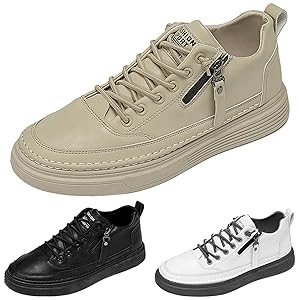 Herren Lederschuhe Mit Reißverschluss - Sportschuhe Mit Hohem Schaft, Rutschfester Sohle