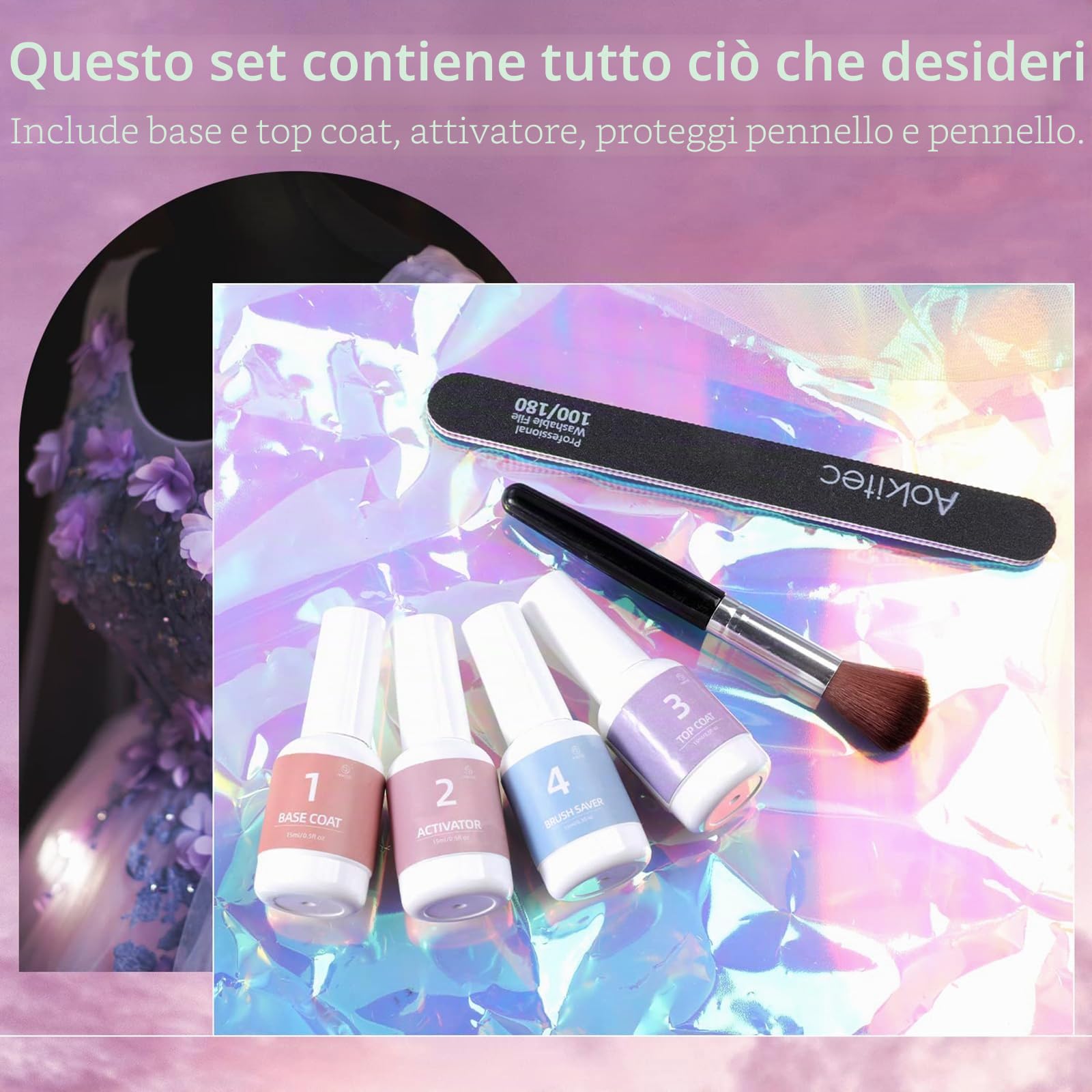Aokitec 14 PCS Dipping Acrilico per Unghie, 8 colori Dip polvere acrilica unghie con Dip liquido per Nail Art, Nail Dipping Powder Set, Kit per Semipermanente Unghie, Regalo per donne ragazze