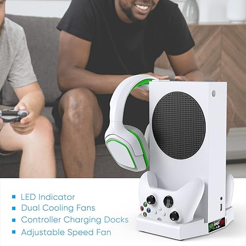 Miniatura 6 de Soporte de refrigeración vertical con ventilador de refrigeración de succión y estación de carga de doble controlador para Xbox Series S, estación