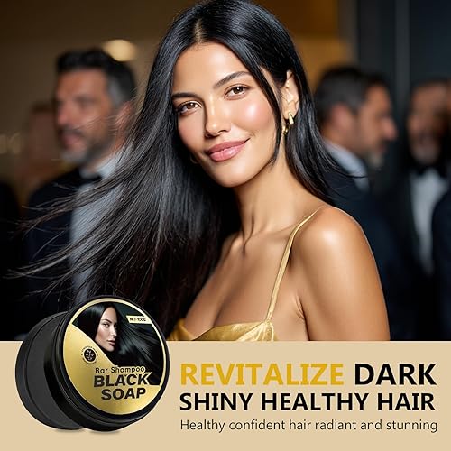 Miniatura 2 de Barra de jabón para cabello negro con carbón de bambú y extractos de hierbas, solución natural para cabello juvenil
