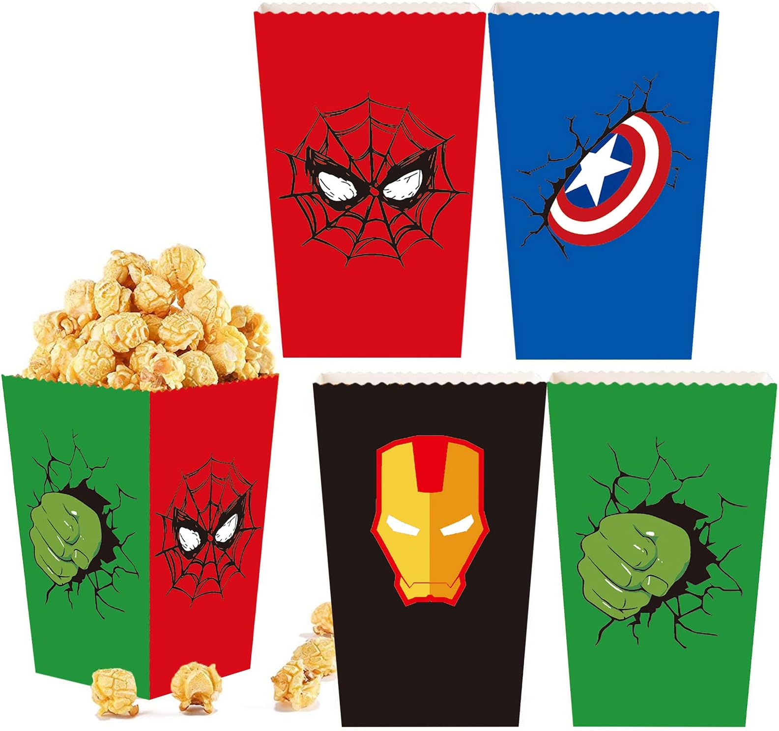 Yizeda 24 Pcs Hero Party Supplies Favors Hero Popcorn Boxes Cookies and Candy Box Gift Packs for Kids Hero Theme Party
