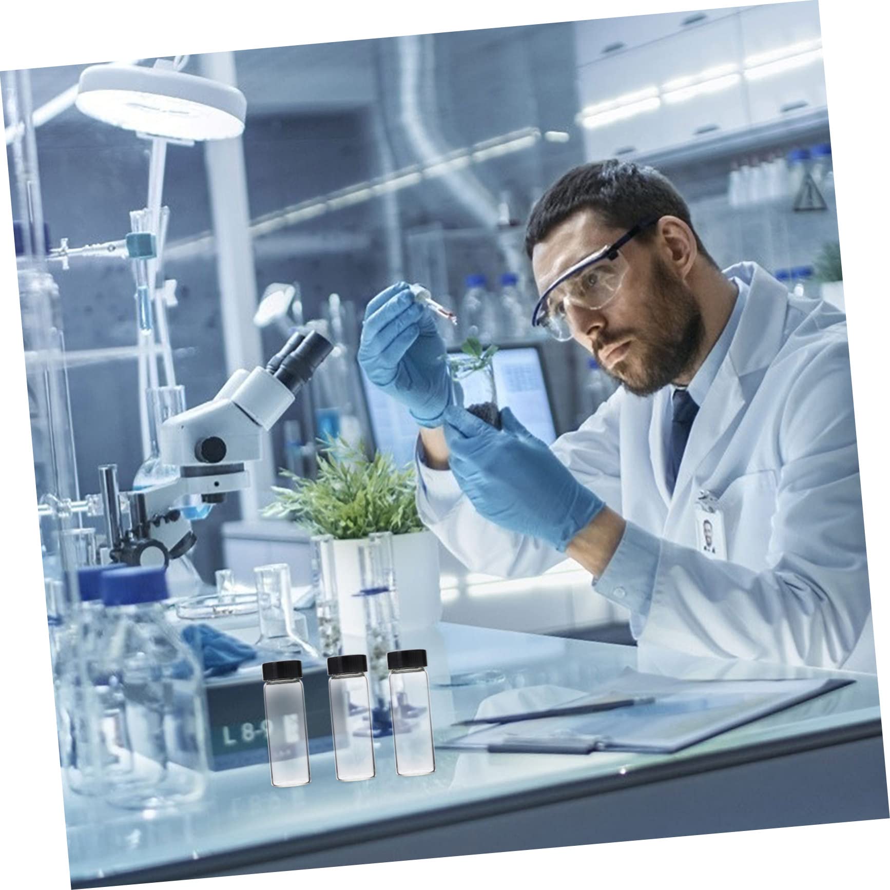 VILLFUL 30pcs Glass Bottle Dispensing Bottles Mini Perfume Bottle Mini Clear Bottles Medicine Bottles Makeup Containers Reagent Sample Bottles Screw Mouth Bottles White Borosilicate Glass