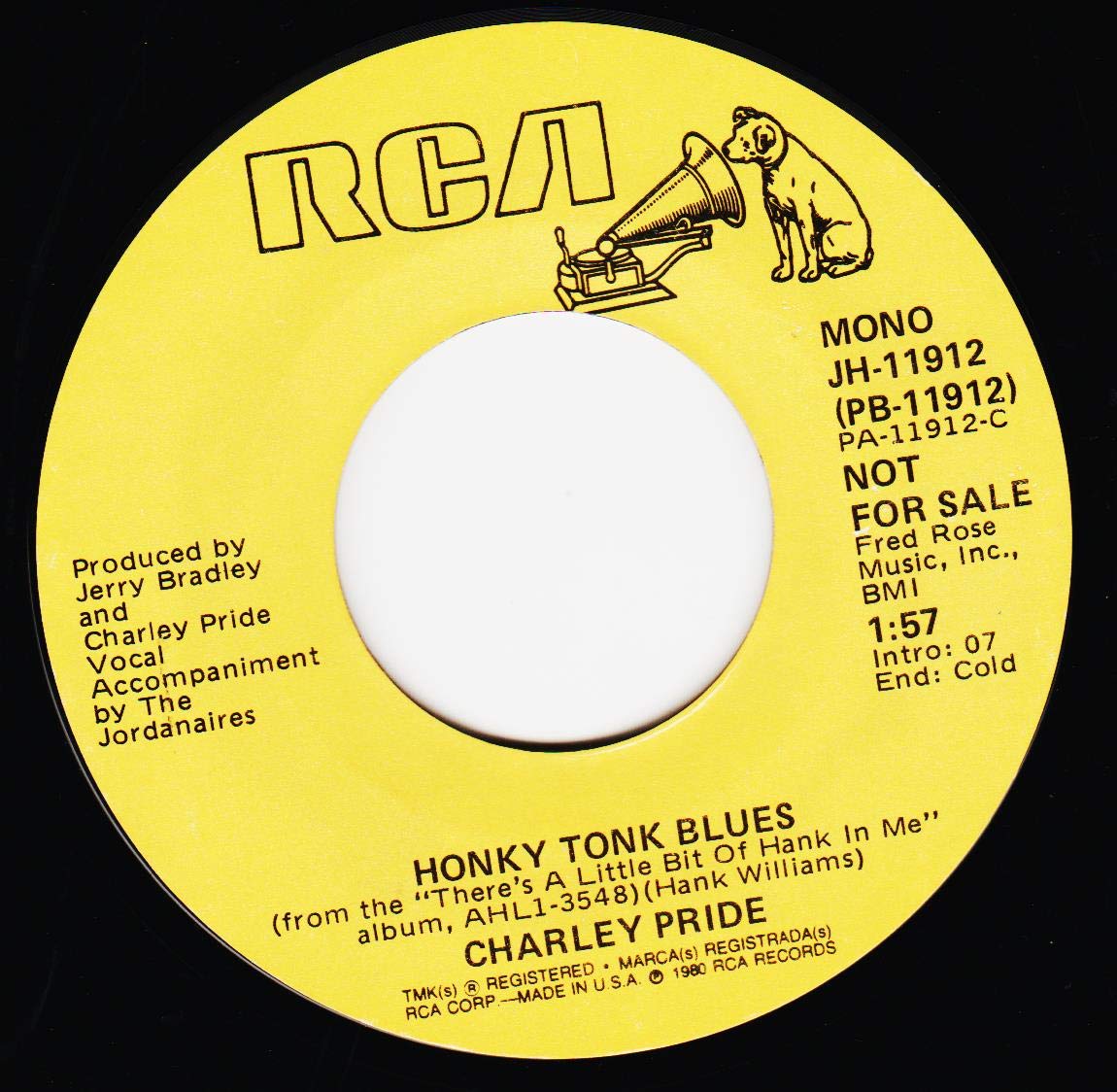 HONKY TONK BLUES 7 INCH (7" VINYL 45) US RCA 1980