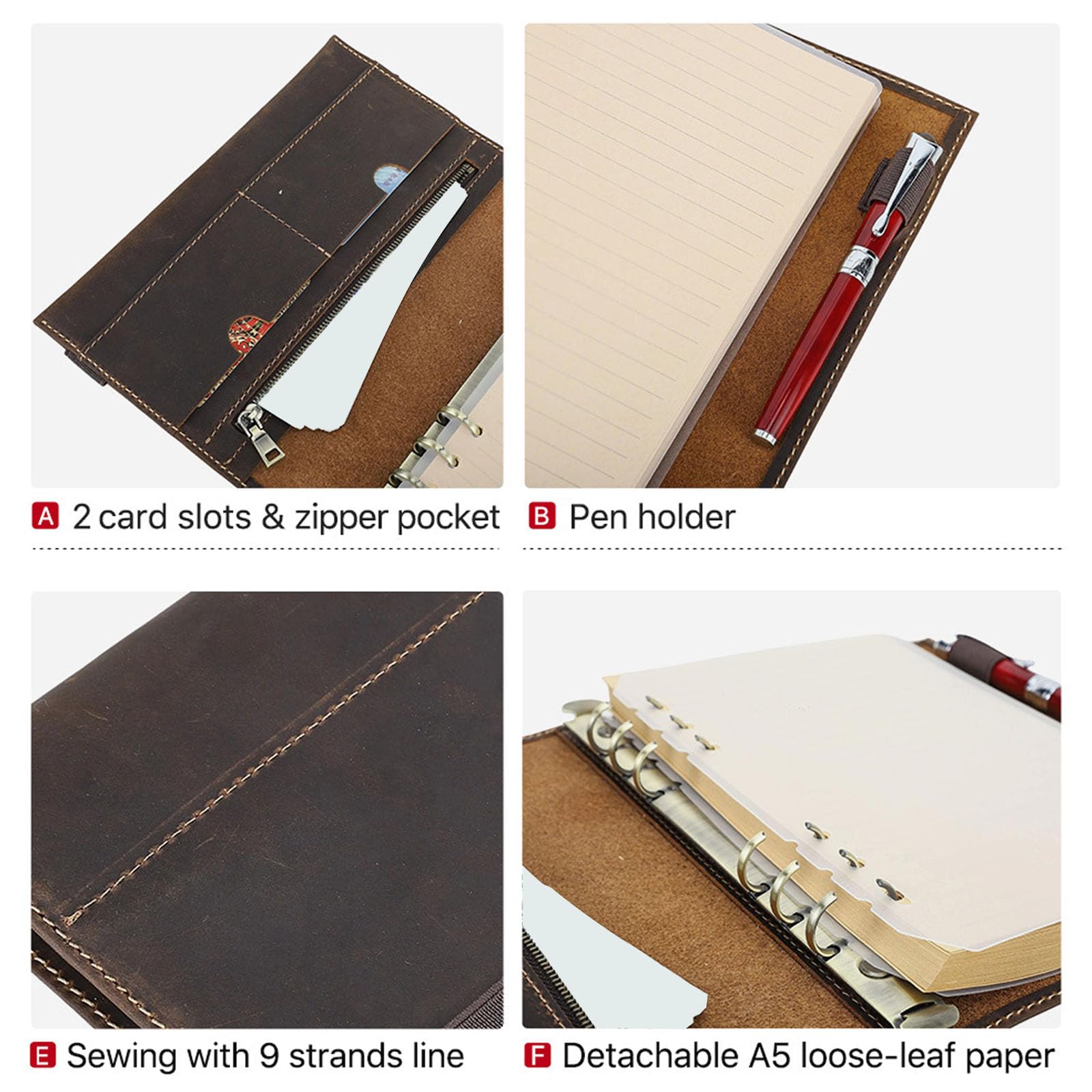 Copertina del diario in pelle 9, 25 X 6, 81 pollici | Avvolgimento compatto per notebook con cinghia elastica per trasporto quotidiano
