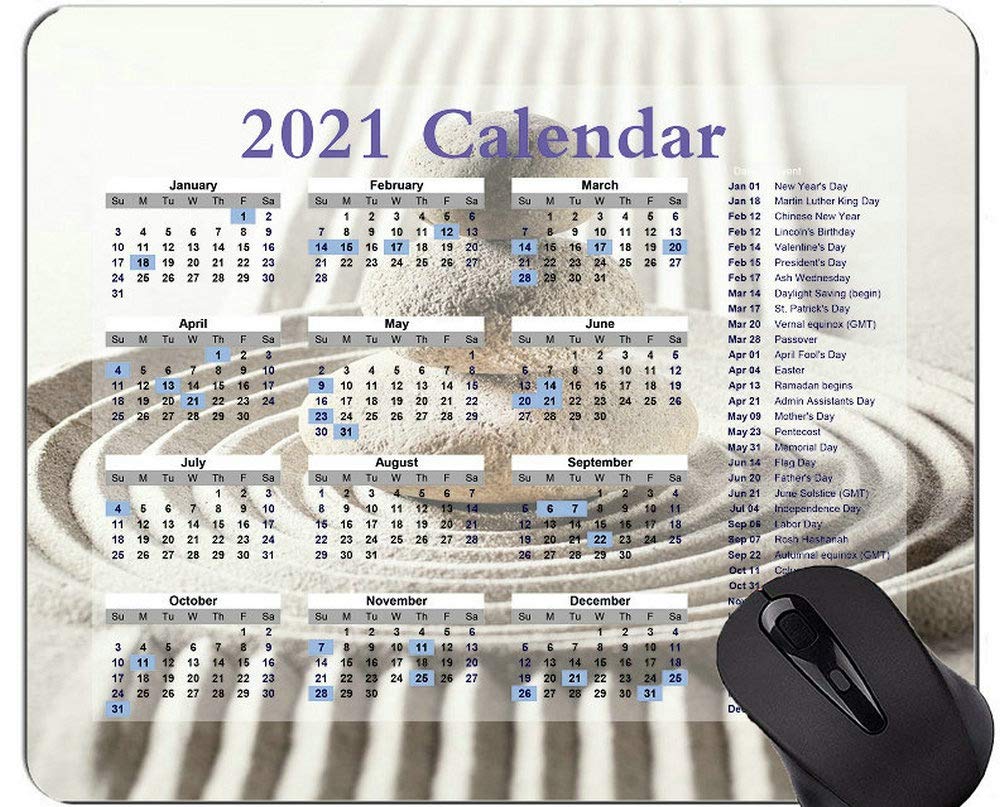 Yanteng Special Design 2021 Calendar Mouse Pad,Buddhism Health Relaxation Comfortable Mouse Mat for Gaming and Office 1976