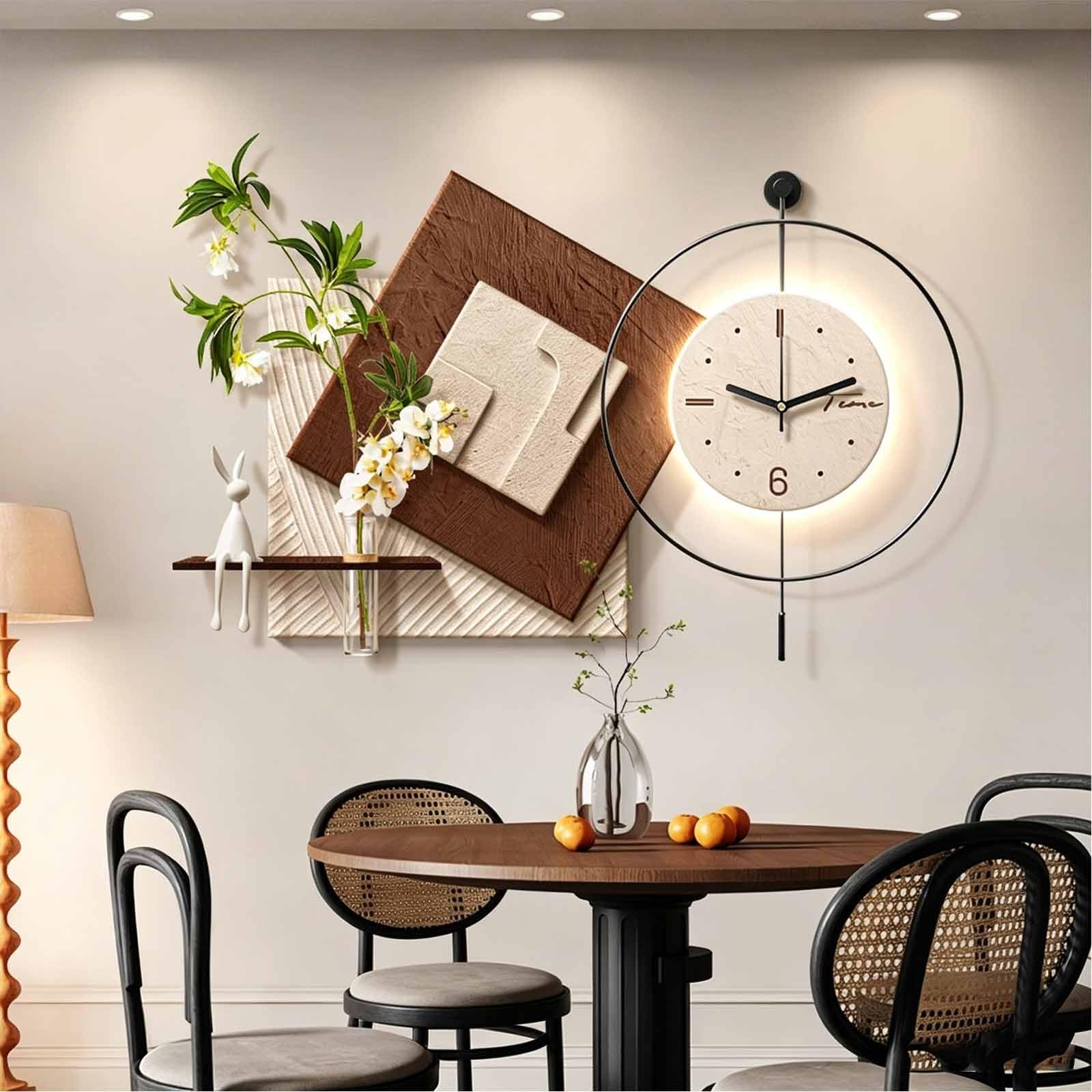 YDAECKRYVB 3D Sandstone Wall Decor，Decorative Wall Clock Art With LED Lighting，Hanging Wall Clock Ornament (Silent Quartz Movement)， Suitable For Living Rooms And Entryways(A,50 * 70cm/19.7 * 27.6in)