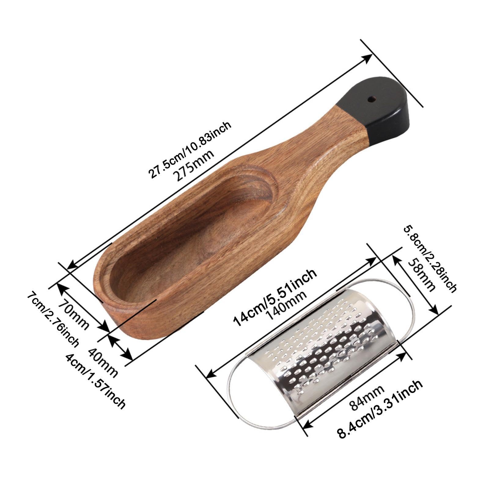 Generic Cheese Grater with Container Zester Box Home Use Compact Kitchen Utensil Shredder with Wood Handle for Lemon, Chocolate