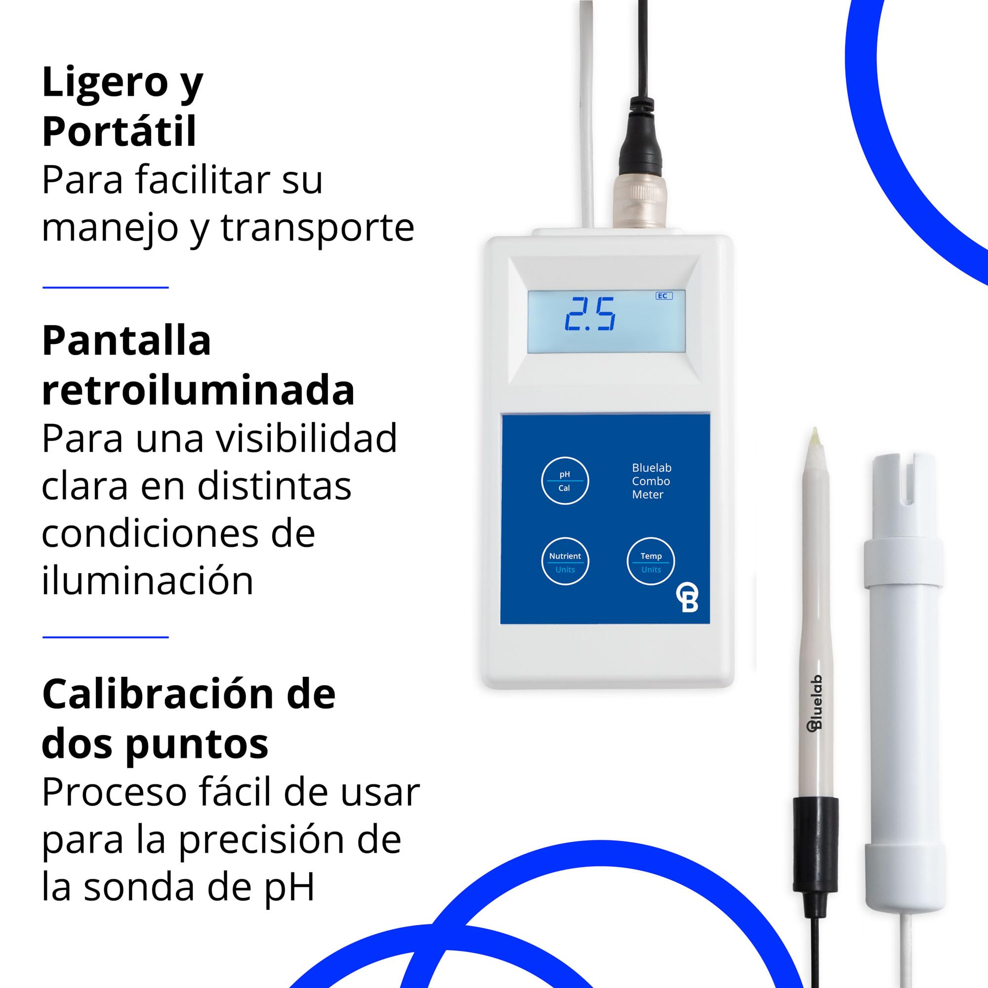Bluelab METCOMPLUS Combo Meter Plus - Medidor de plantas y agua para probar pH, temperatura y EC (TDS) directamente en el suelo, sistema hidropónico, caja de cultivo al aire libre y jardín interior