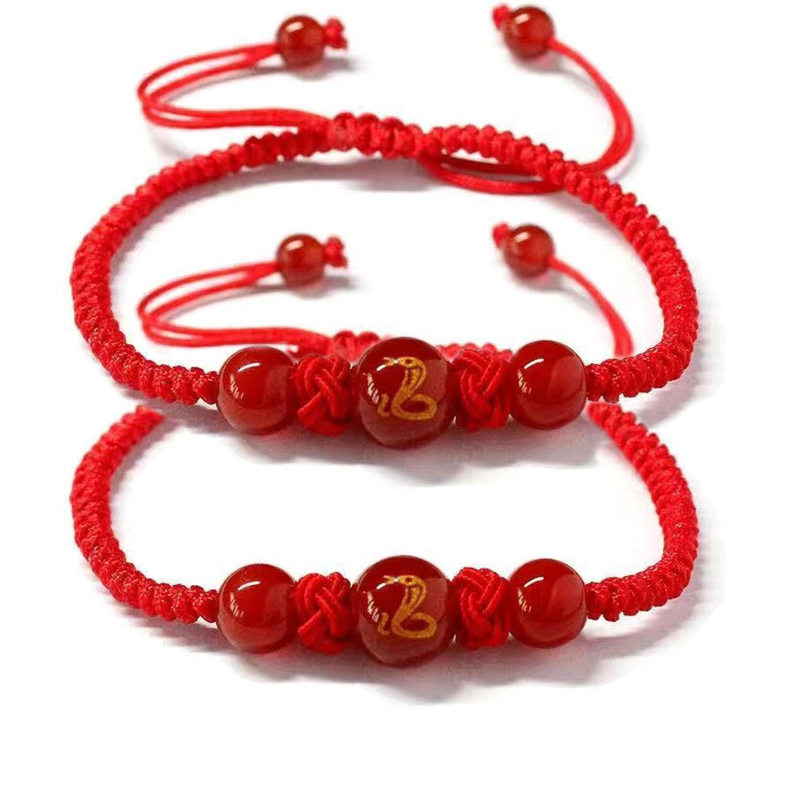 2025 New Year of Snake Red String Bracelet, Adjustable Chinese Zodiac Animal Good Luck Braided Bracelet Lucky Snake Feng Shui Red Rope Corded Bracelets Jewelry for Women Men