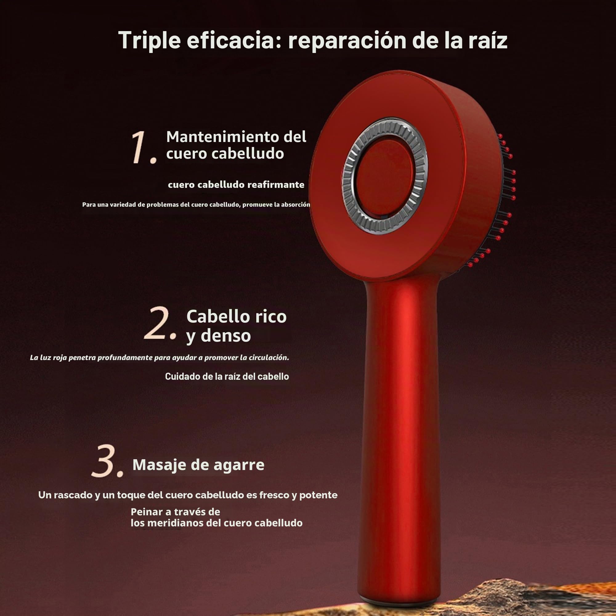 Masajeador de pelo luz roja cepillo de masaje cuero cabelludo eléctrico peine cepillos de pelo cabeza (}