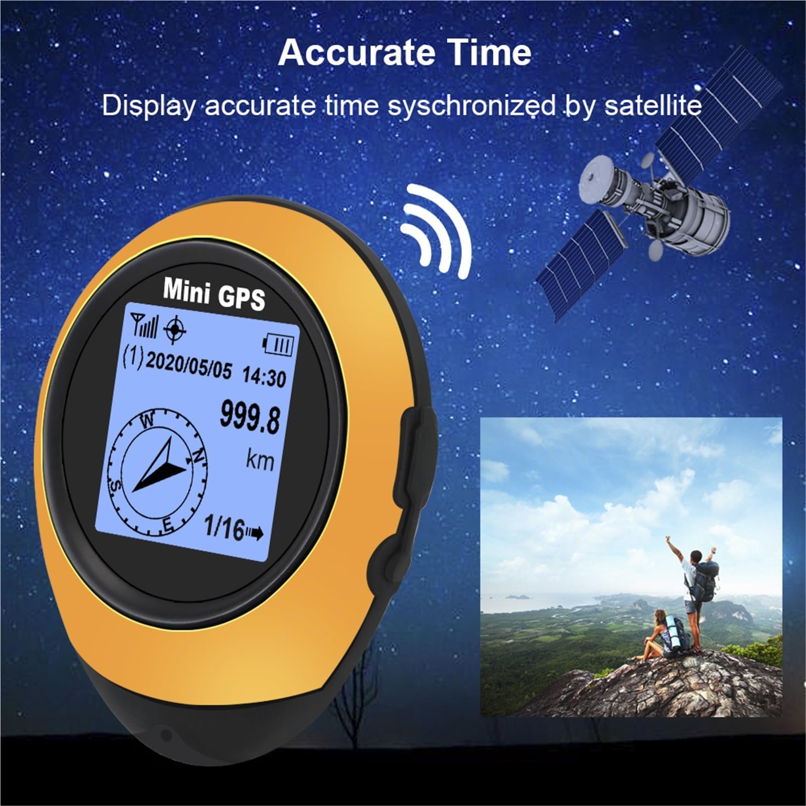 Buscador de satélites, Satélite Mini Portátil GPS Coordenadas Brújula Altitud Localizador Navegador Deportes Al Aire Libre Viajes Senderismo Seguimiento,Medición de señal Sat(Cyan-Blue)