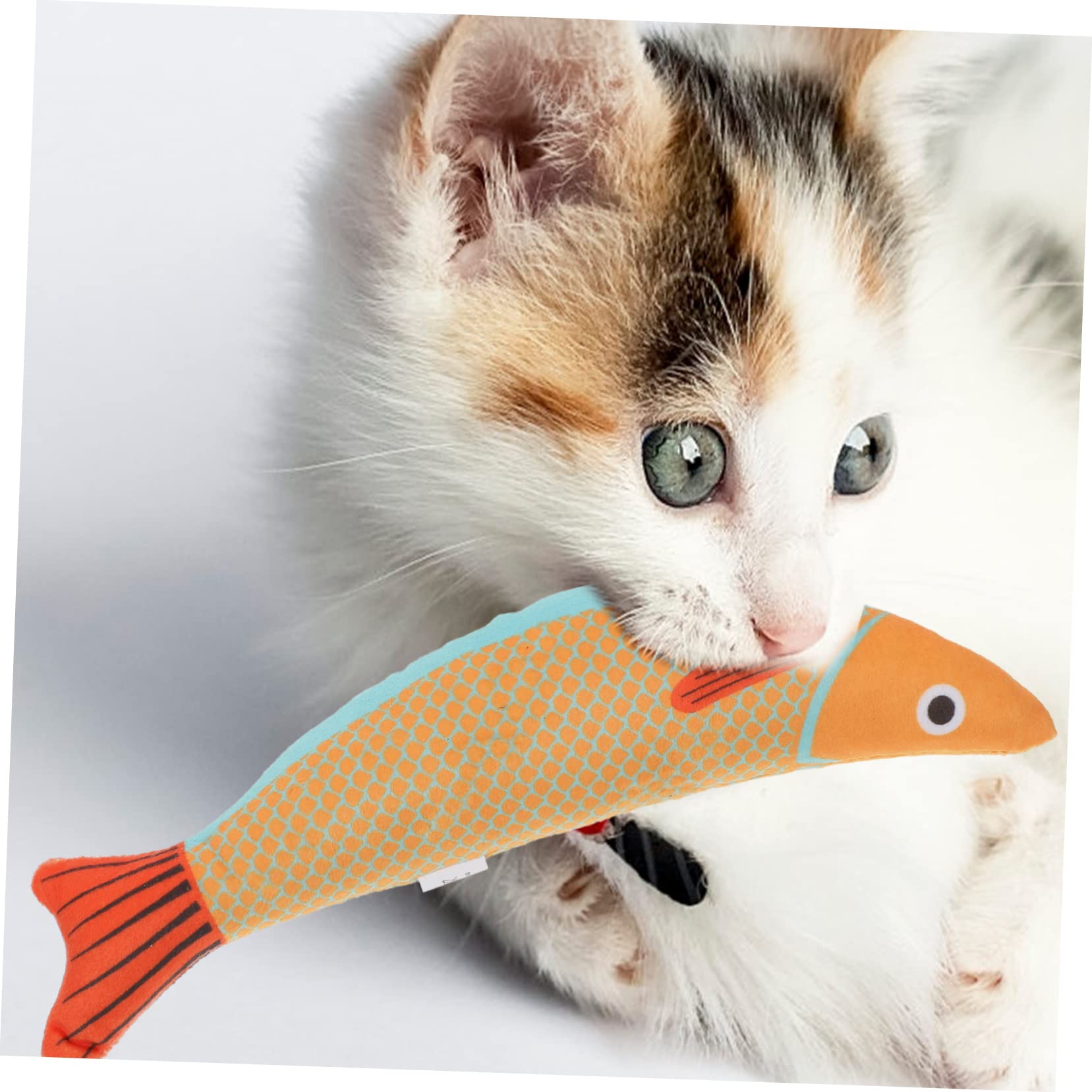 YARNOW Jouet à L’Herbe à Chat en Peluche pour Chat, Forme Poisson, à Mâcher, à Griffer, pour Jouer et Se Divertir Longtemps