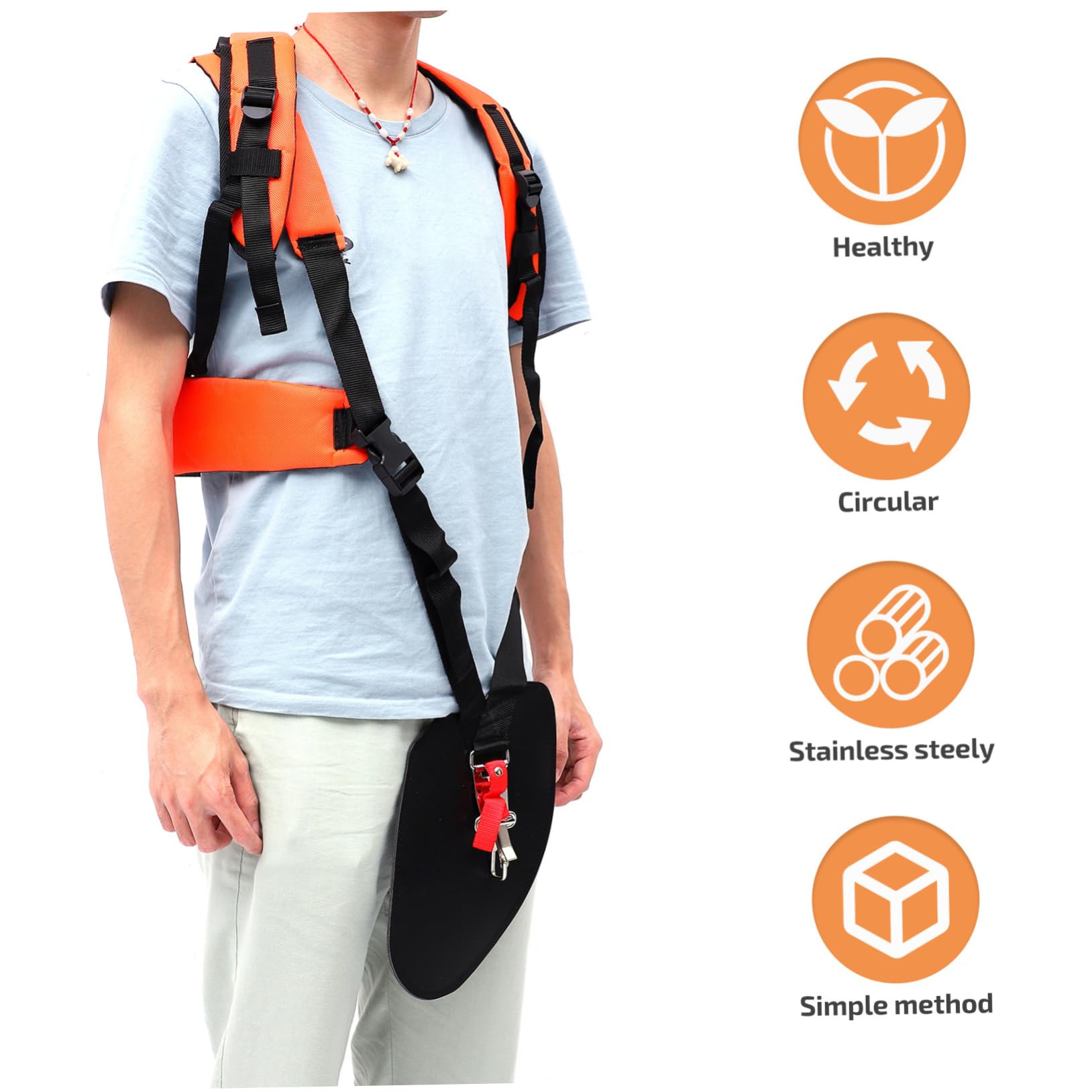 Toddmomy Imbracatura Decespugliatore Doppia Tracolla e Acciaio Inossidabile, Distribuzione del Carico Stabile e Imbottitura Confortevole, Confezione 2 Pezzi