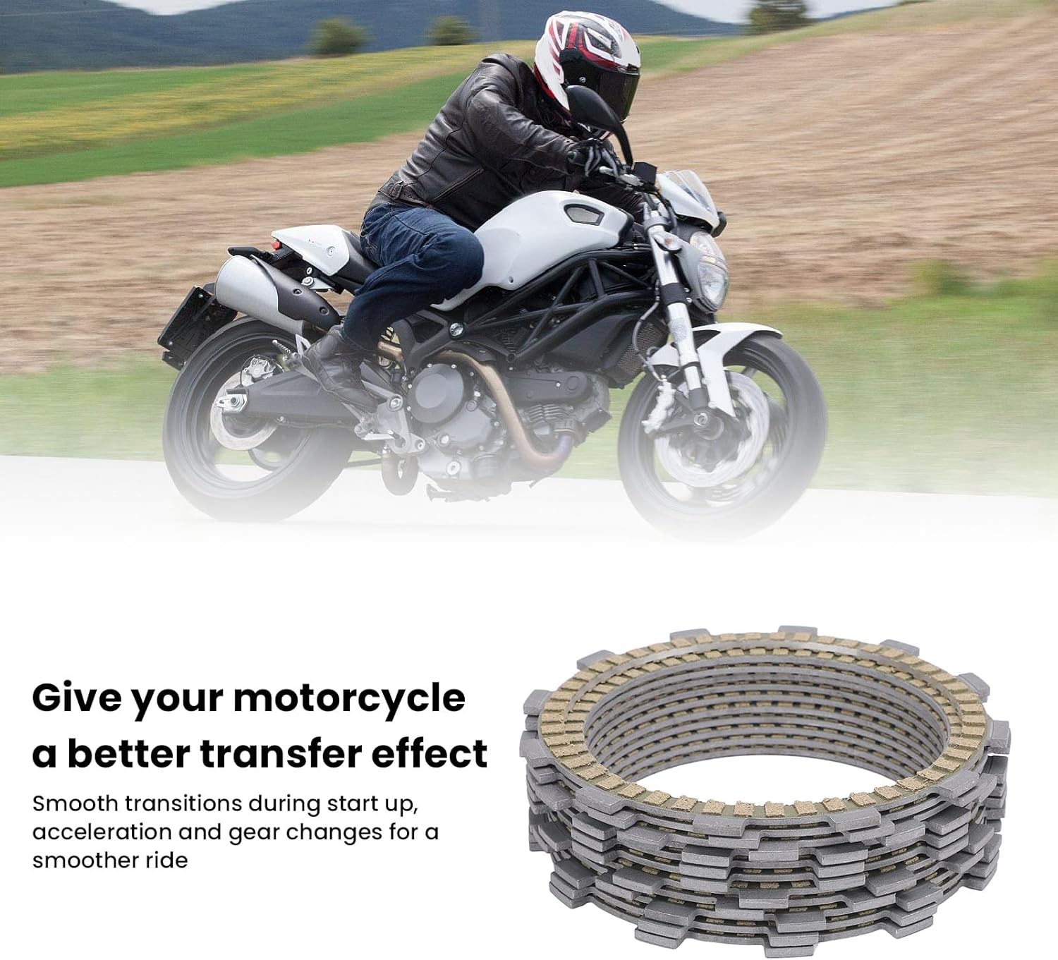 Clutch Plate Set, 11PCS Motorcycle Friction Discs Clutch Disc Kit for Wet Clutch Rebuild, Compatible with Ducati Monster 696 795 796 1100 Clutch Pack Replacement