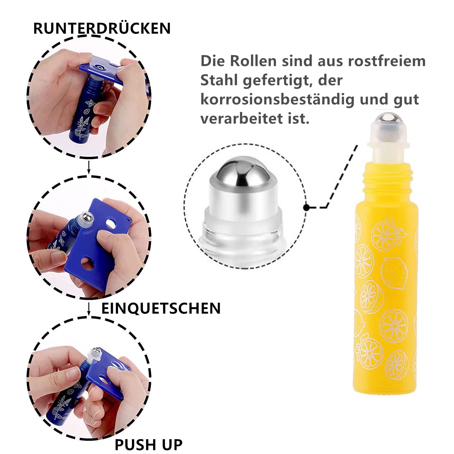 8 sztuk 10 ml butelki na olejki eteryczne z lejkiem, słomki, wyciskarka do koralików, przenośnych, do wielokrotnego napełniania, do olejków eterycznych, perfum, balsamów, masażu, olejków aromatycznych, w zestawie z naklejką