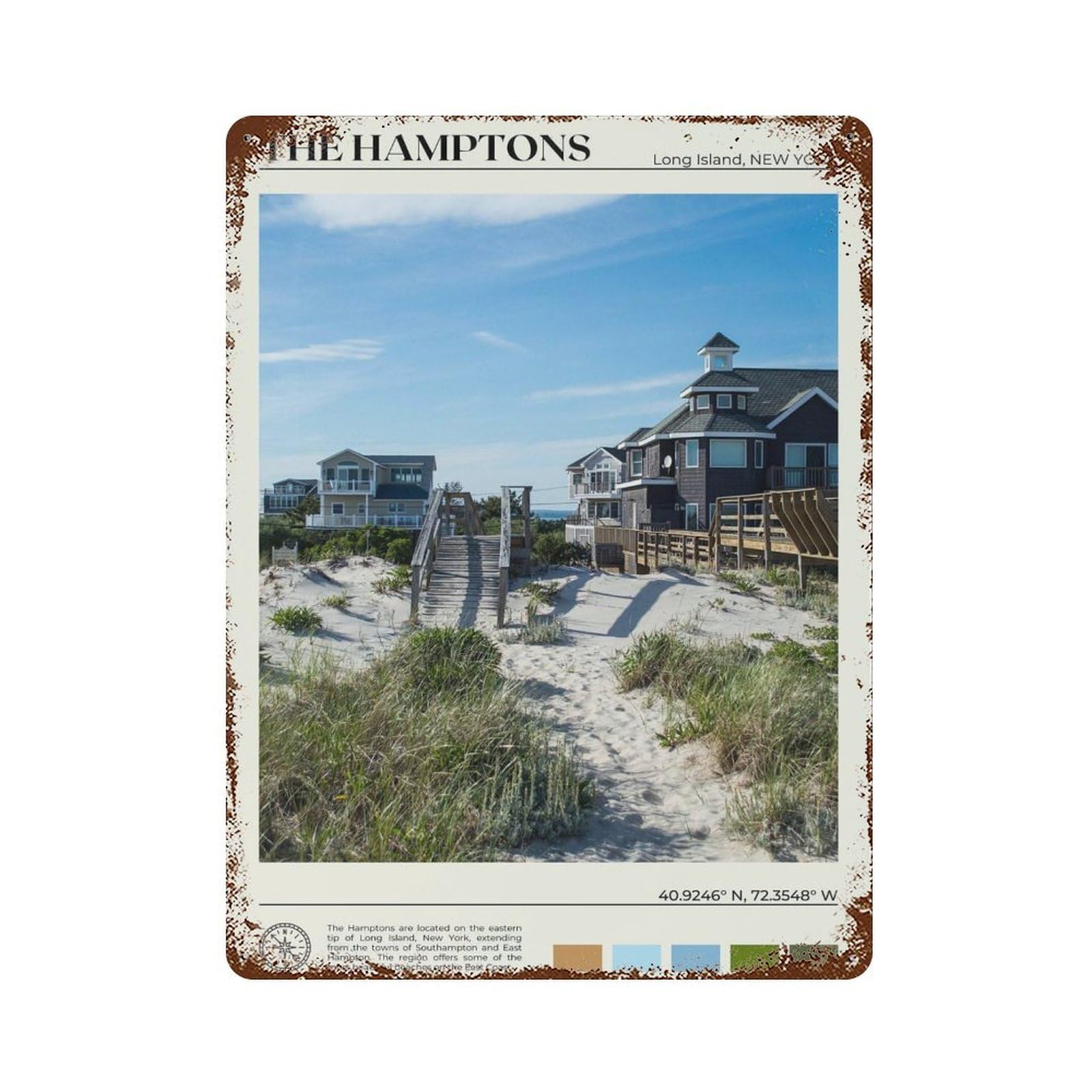 xiaoxiaoshen Real Photo The Hamptons Decor New York Wall Decor Art Metal Tin Poster Modern Home Decor Art Home Bar Shop Decorations Vintage Sign 40x30cm