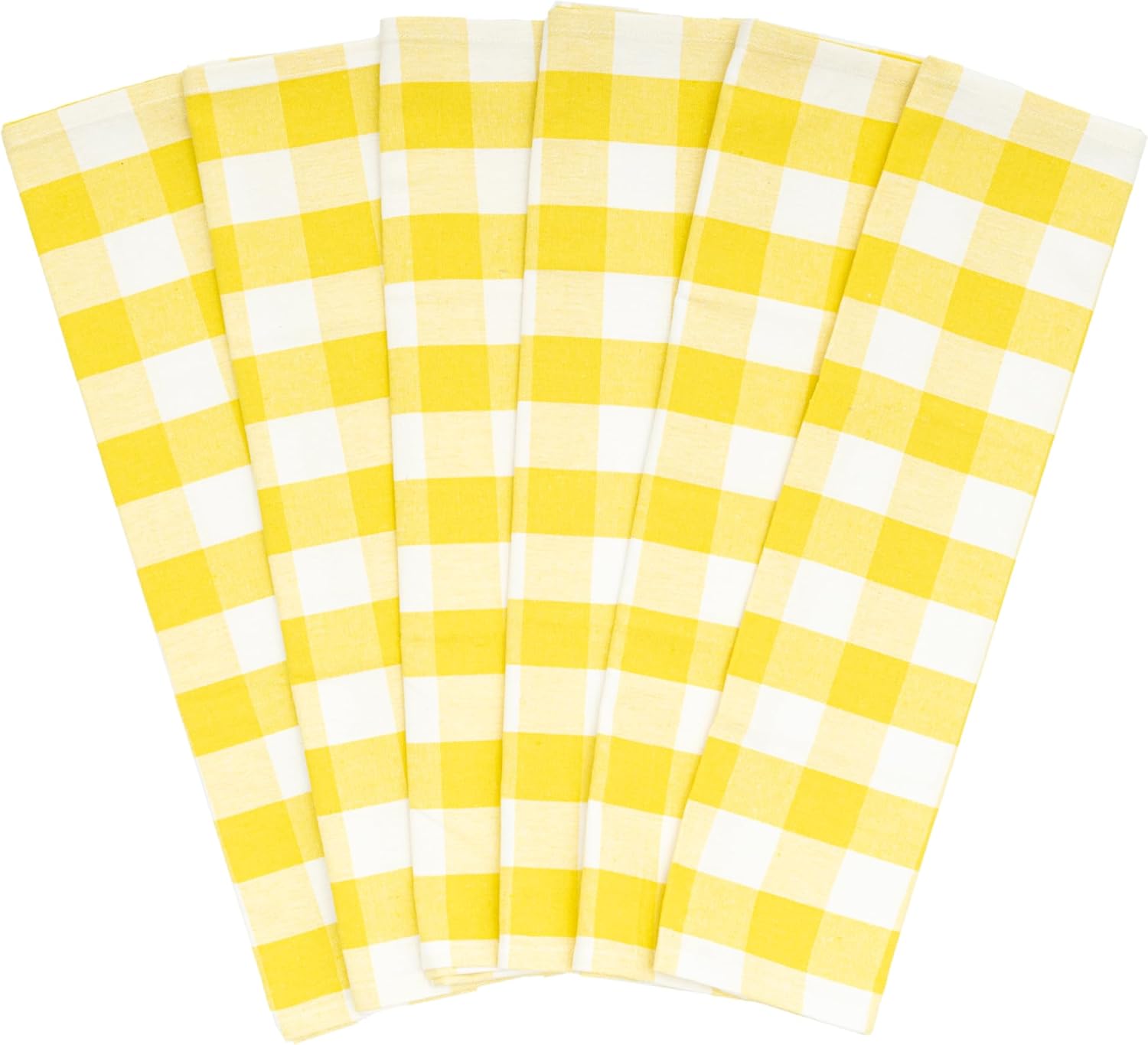Yellow Dish Towels - Highly Absorbent, Lint-Free, 100% Cotton, Large Size, 30"x20", 6 Pack, Soft Fabric Yellow Kitchen Towels - Durable and Versatile Tea Towels Set with Hanging Loop (6 Pack)
