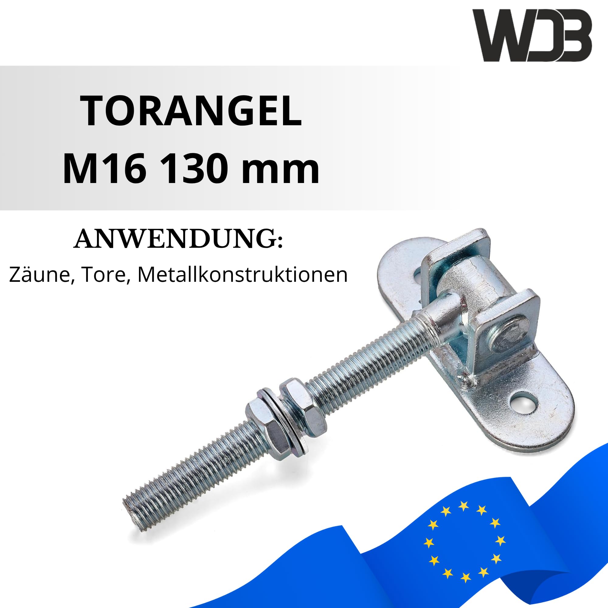 WDB Bisagras de puerta ajustables abatibles con placa atornillable M16, 2 unidades, bisagras de puerta ajustables con rosca galvanizada, bisagras colgantes