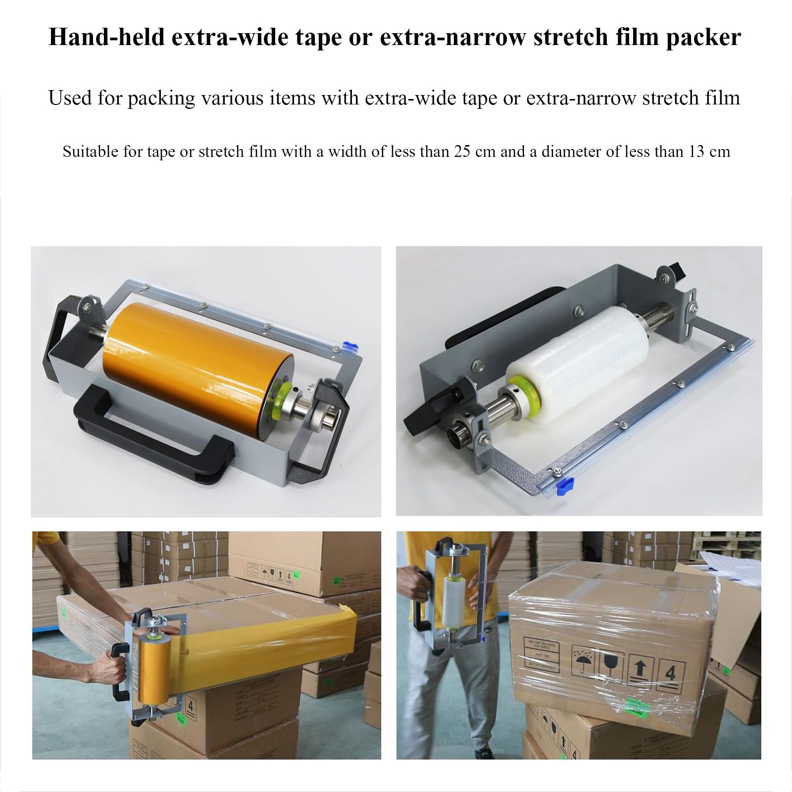 Machine d'emballage De Film Portable, Coupe-Emballage De Ruban Extra Large Ou De Film Étirable Extra Étroit, Conception À 3 Poignées, Adaptée Au Ruban Ou Au Film Étirable dans Les 25 Cm