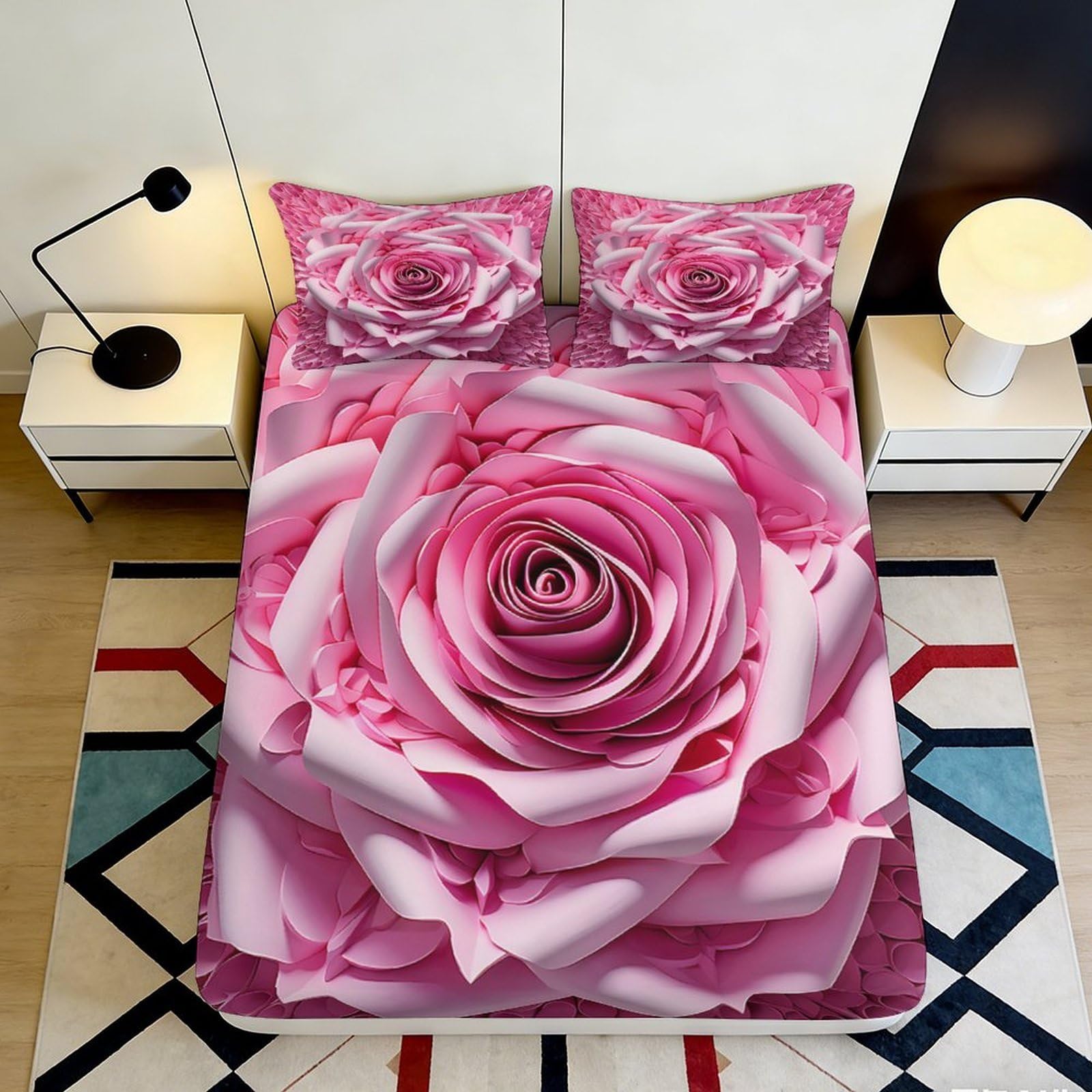3D Printed Guitar Fitted Sheet Microfiber Non-Slip Elastic Hem Bedroom Bedding Guitar Mattress Fitted Cover for Adults Teens 140x200x25cm