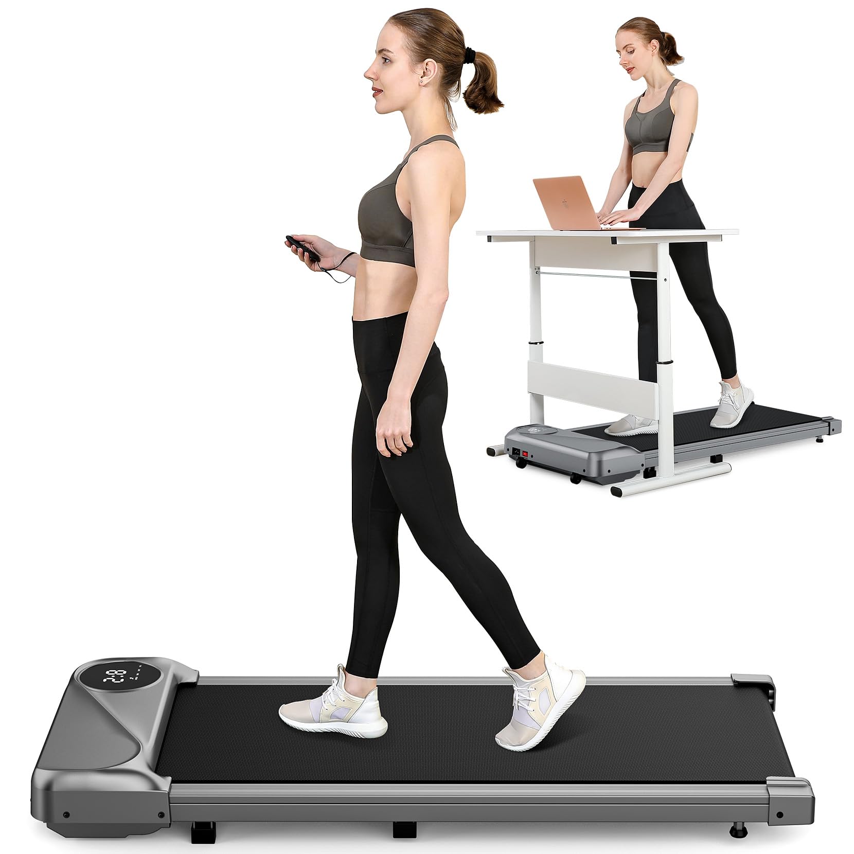 Photo 1 of ***USED - POWERS ON, BUT NO BATTERIES FOR REMOTE - UNABLE TO TEST FURTHER***
THERUN Walking Pad Treadmill Under Desk, Portable Mini Treadmill for Home/Office, Walking Pad Treadmill 2.5HP, Walking Jogging Machine with 265 lbs Weight Capacity Remote Control